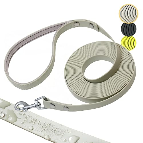 PiuPet Correa de Adiestramiento para Perros 10m - PVC Impermeable, Gris