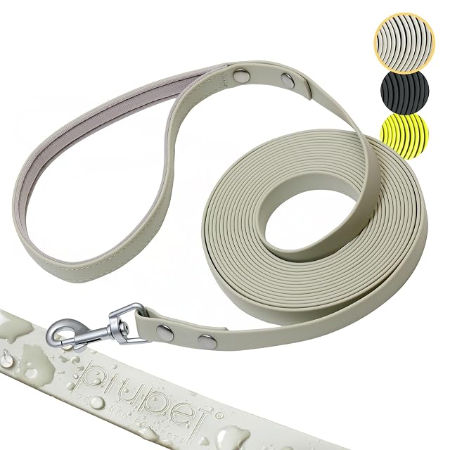 PiuPet Correa de Adiestramiento para Perros 10m - PVC Impermeable, Gris