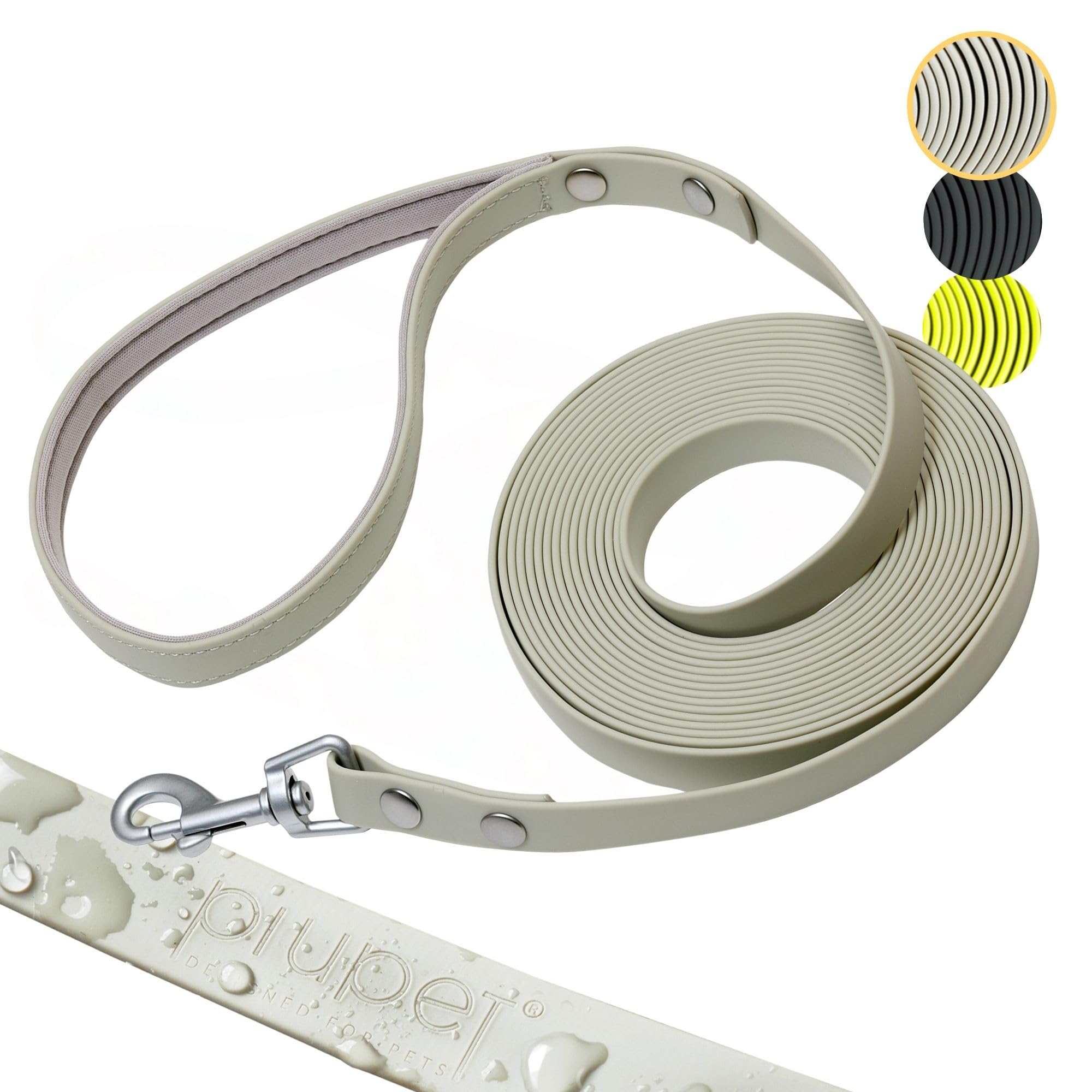 PiuPet® Longe pour Chien 5m, 10m, 20m - Laisse Hydrofuge de Remorquage pour Grand et Gros Chien - Accessoires - Gris