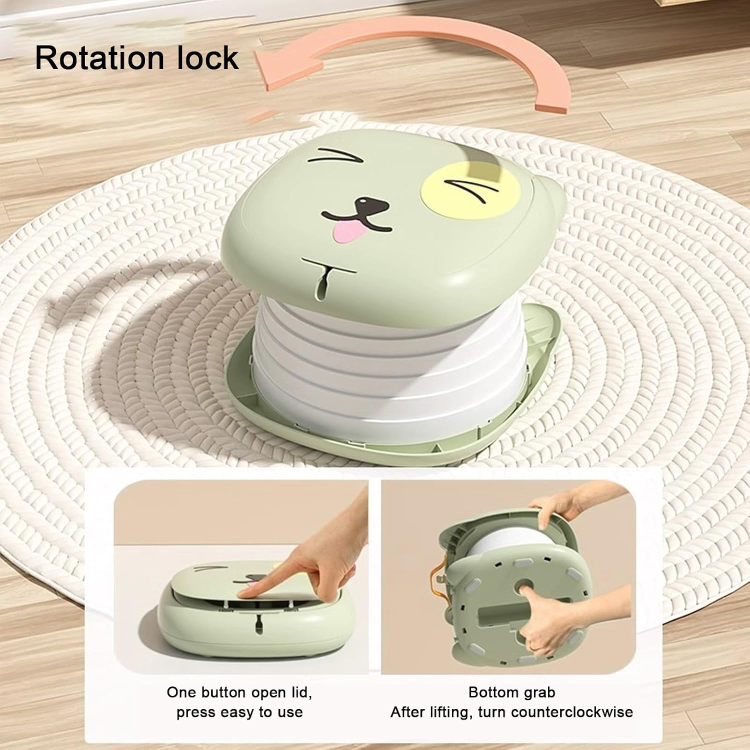 Children Toilet Foldable Potty with Storage Bag Foldable Potty Training Toilet for Car Driving Camping Travel (Green)