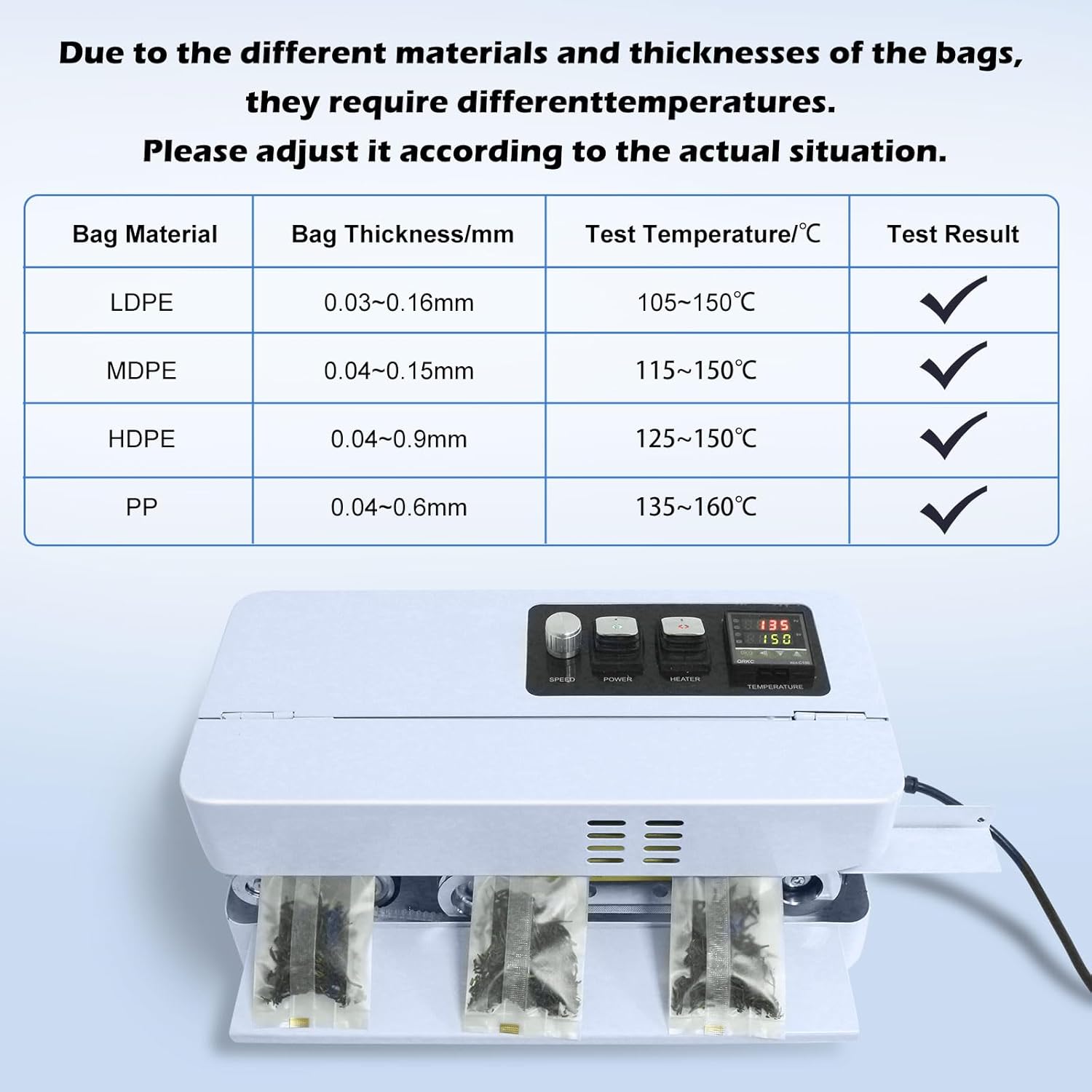 Automatic Continuous Bag Band Sealing Machine, Digital Temp Control, Adjustable Speed, Commercial Desktop Heat Sealer Machine for Plastic Bags Films Packaging (110V/60HZ)(FRC-510)