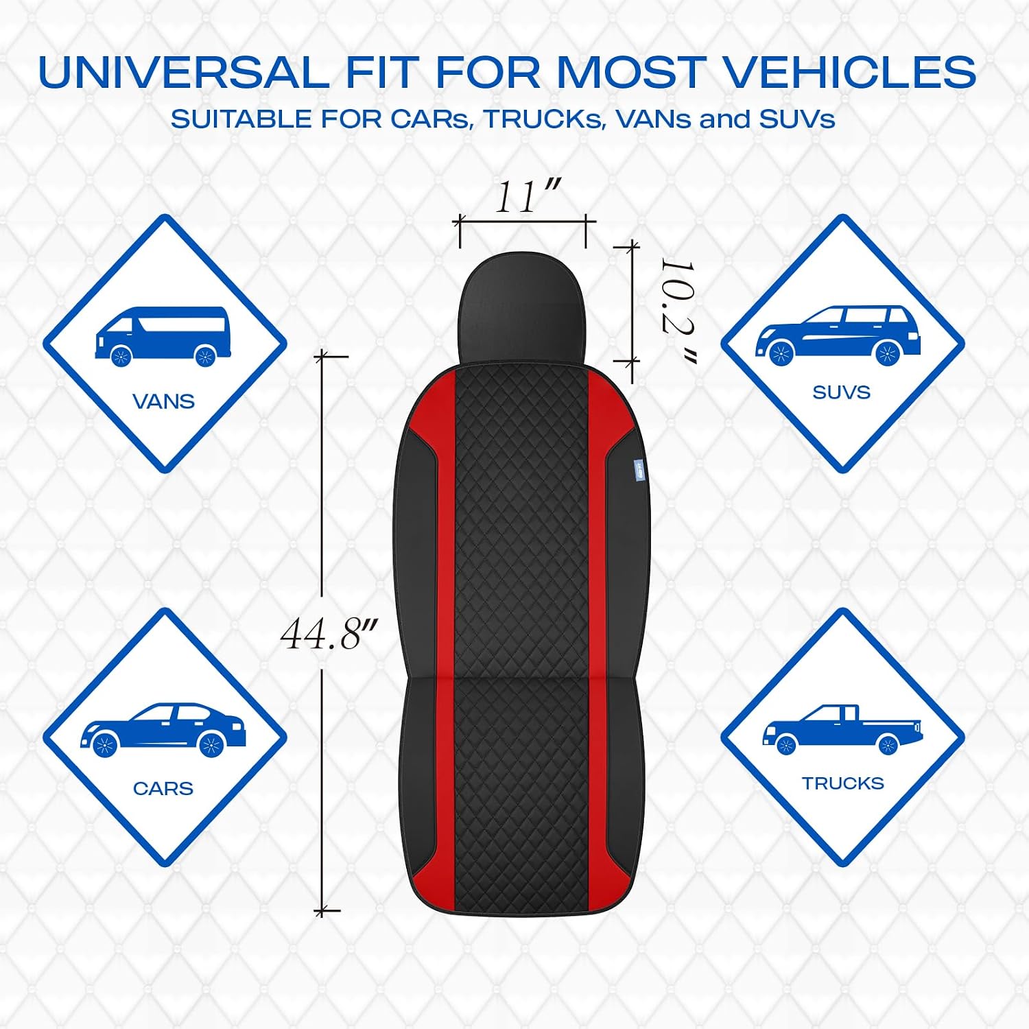 Skechers Seat Covers Contour Foam Cozy Fit,Leather Car Seat Covers, Car Seat Covers Front Seats Airbag Compatible, Universal Automotive Comfort for Most Cars, Vans, Trucks, SUV,Red