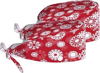Working Cap with Button Christmas Snowflakes Red Sweatband Adjustable Work Head Skull Hats for Adult 2PCS, Colorful, Medium-Large