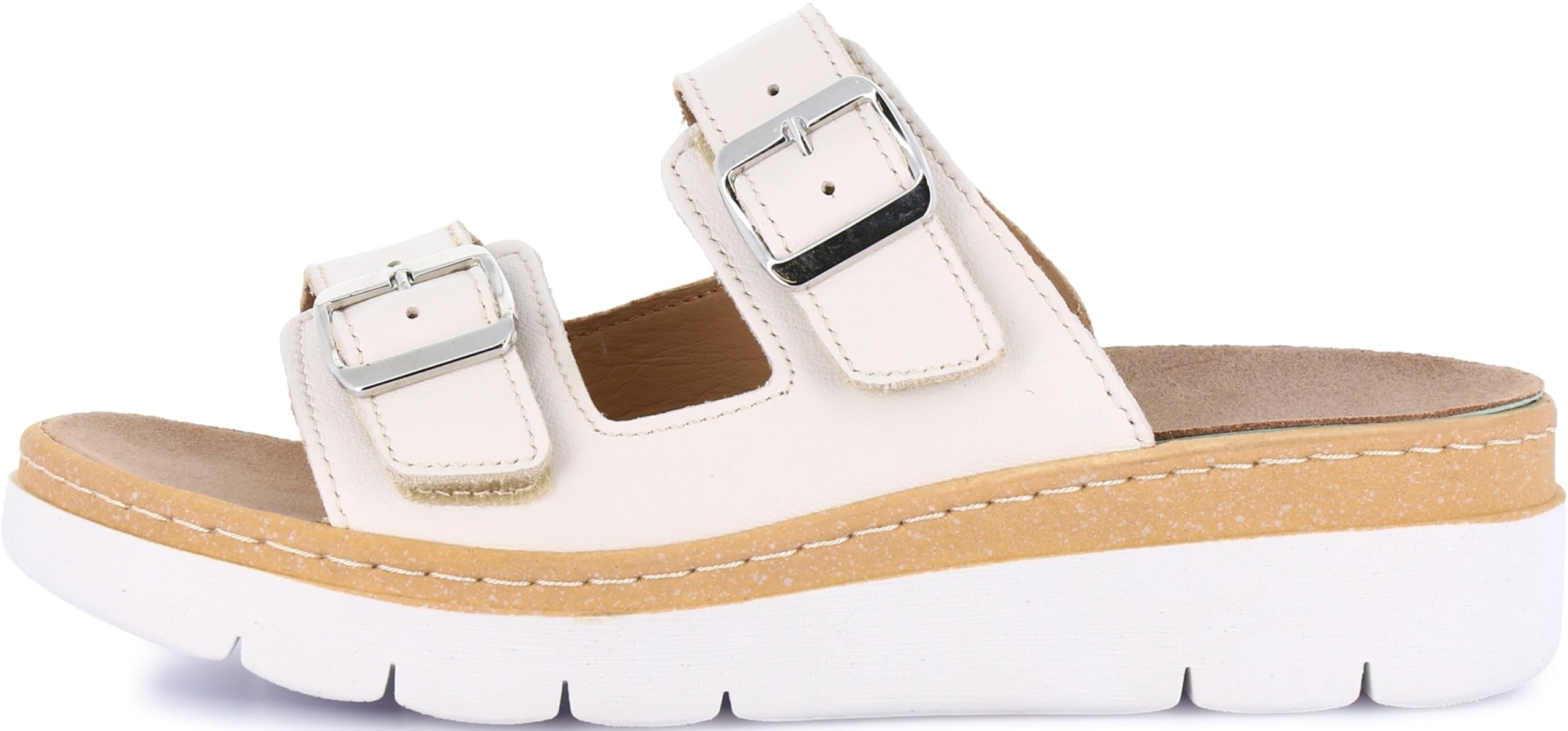 GRÜNLAND Moll - Sandalo Comfort Donna, Vera Pelle, Doppia Fibbia Regolabile, Chiusura a Strappo, Plantare Estraibile Dry-Soft in Lattice e Pelle, Suola Conforma, Tacco 4,5 Cm
