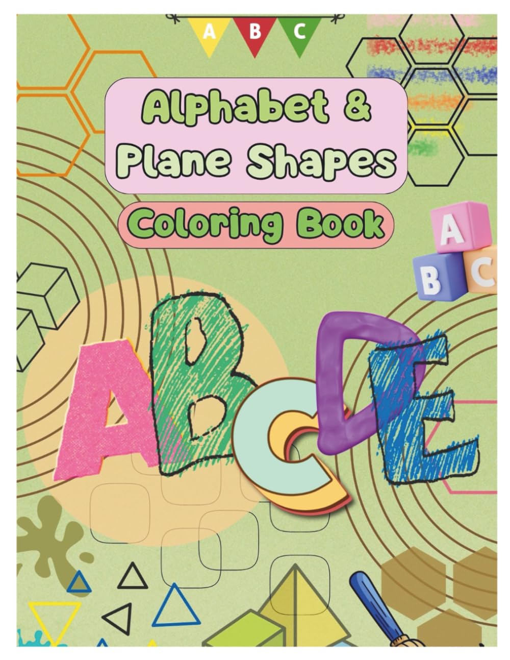 Alphabet & Plane Shapes Coloring Book