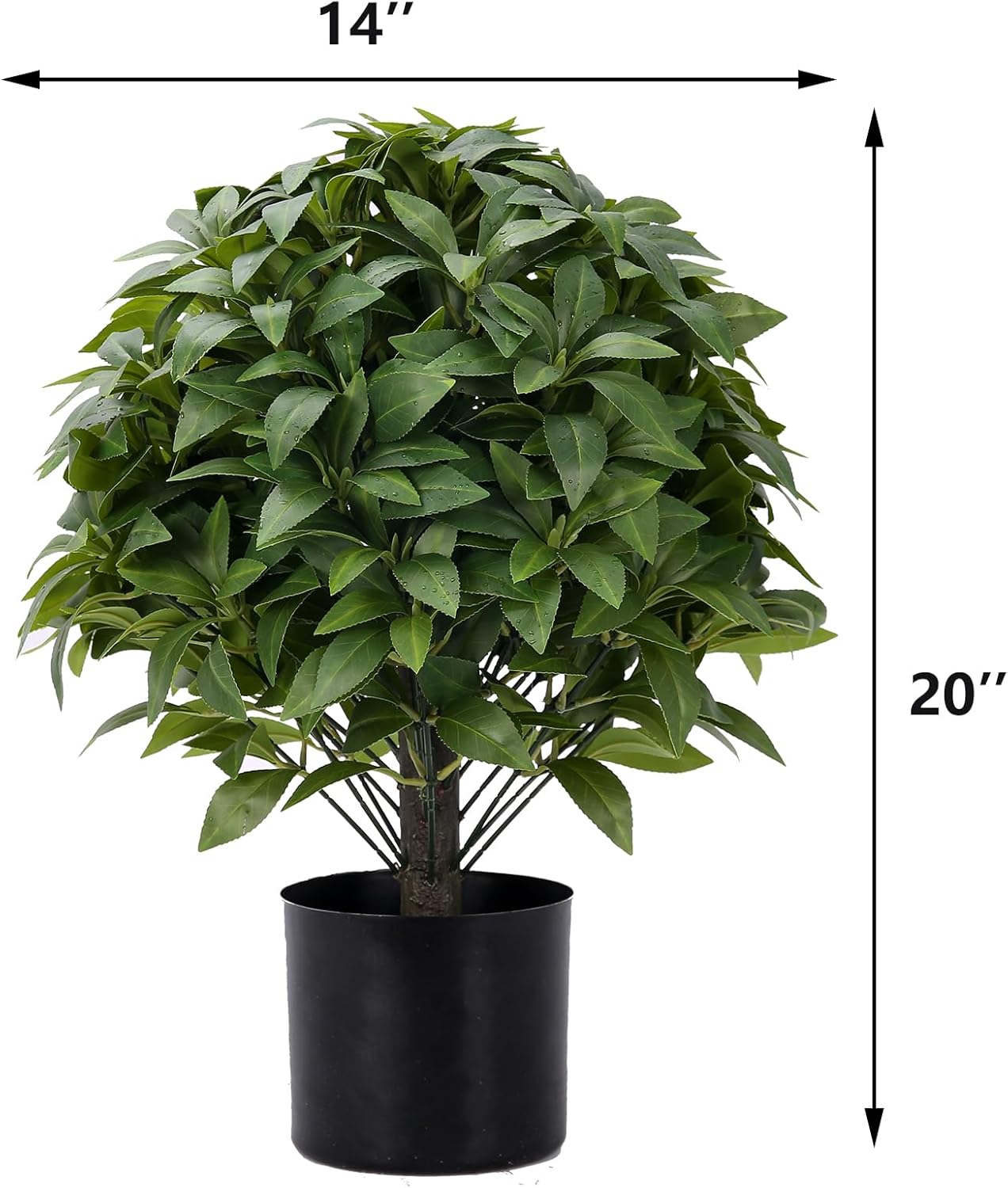 20" Outdoor Evergreens in Outdoor Faux Boxwood Artificial Shrub Potted Plant for Indoor Porch of Home and Office 2 Pieces a Set Topiary Trees - Image 2