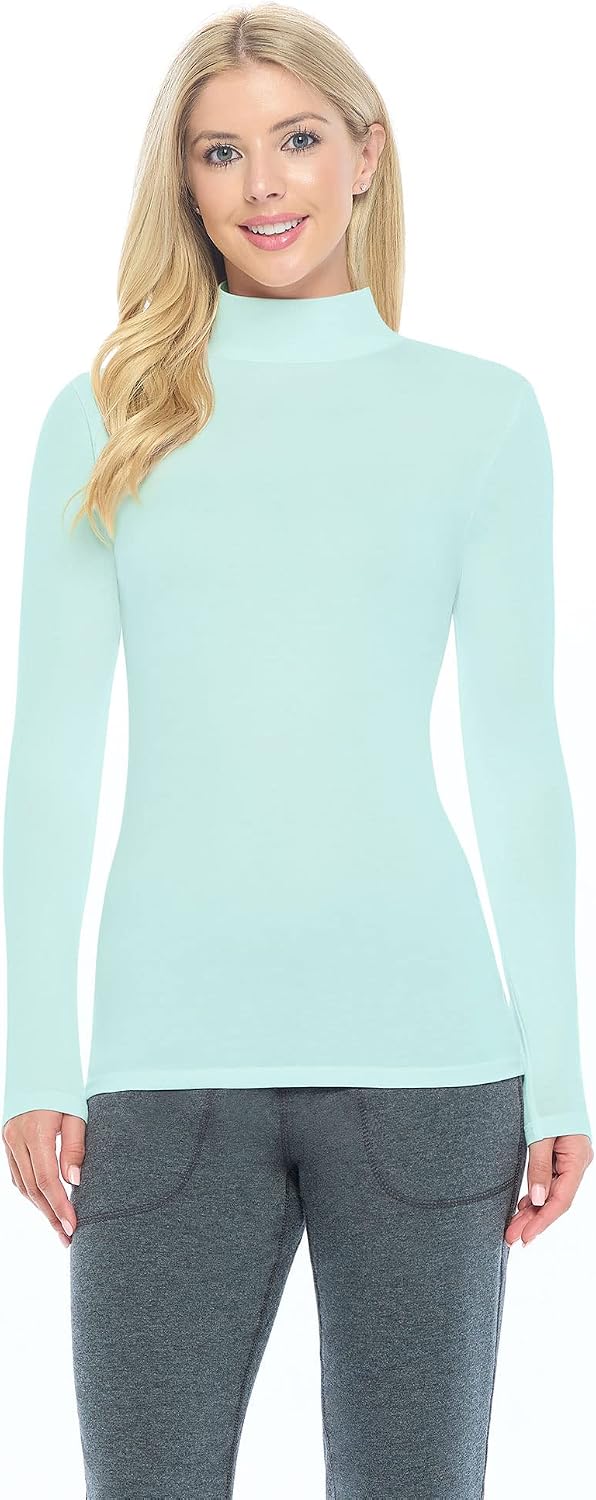 Natural Uniforms Women's Long Sleeve Mock Turtle-Neck T-Shirt Under Scrub