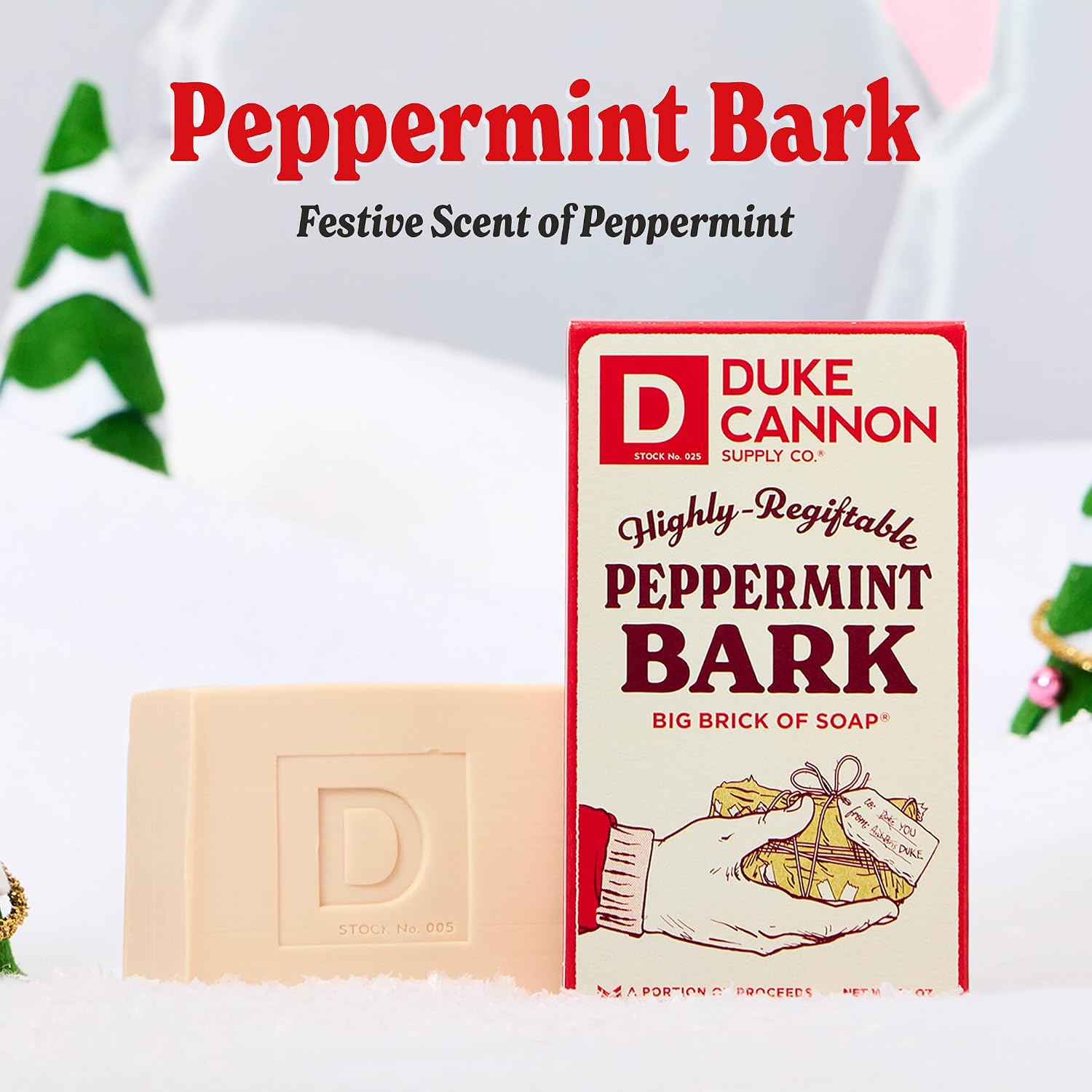 Duke Cannon Supply Co. Big Brick of Soap Bar for Men Holiday Edition - Peppermint Bark (Peppermint Scent), 10 oz. (3 Pack) image 2