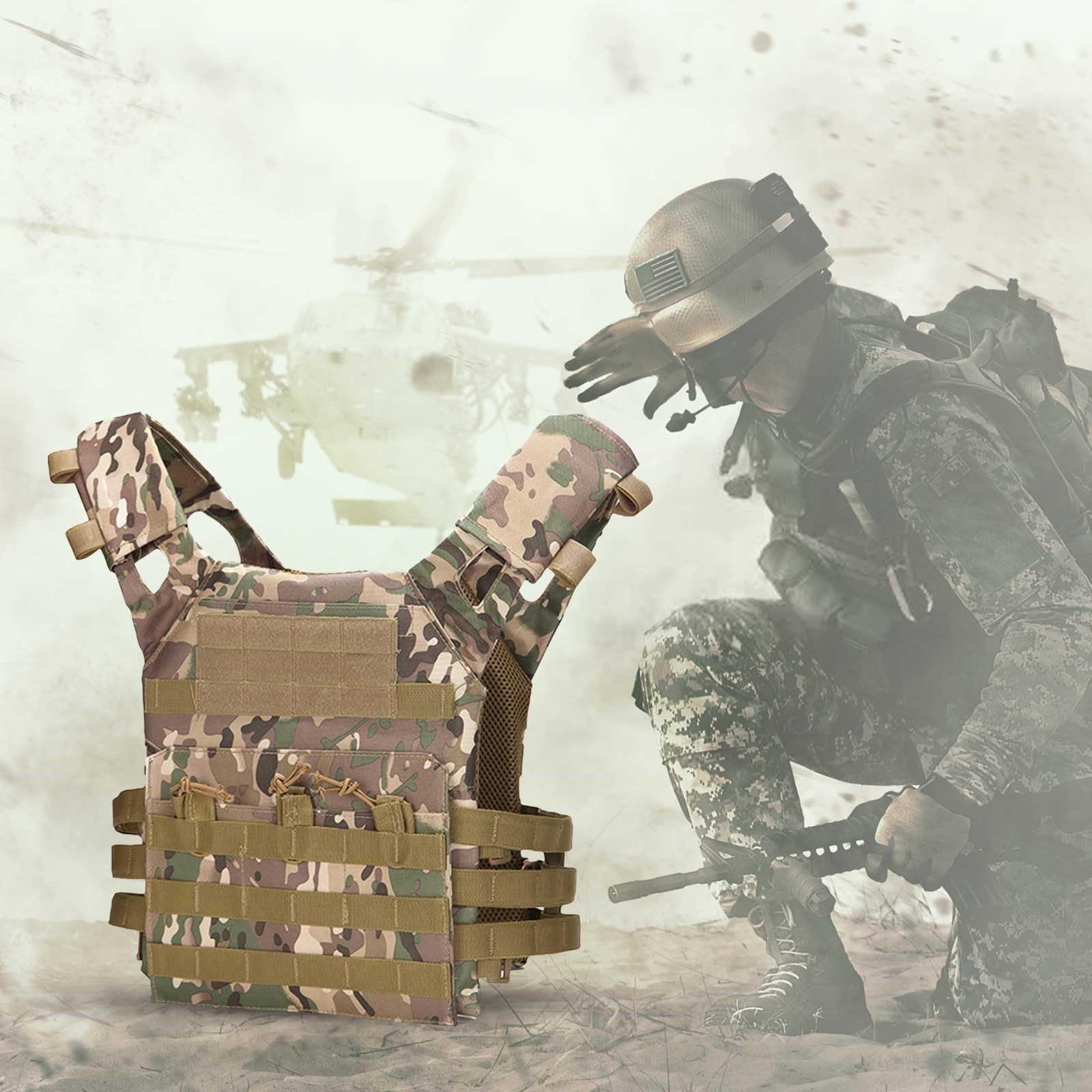 Generisch Chaleco táctico ligero de liberación rápida chaleco airsoft chaleco para exteriores paintball tiro juego de guerra camuflaje transpirable chaleco de entrenamiento de combate al aire libre