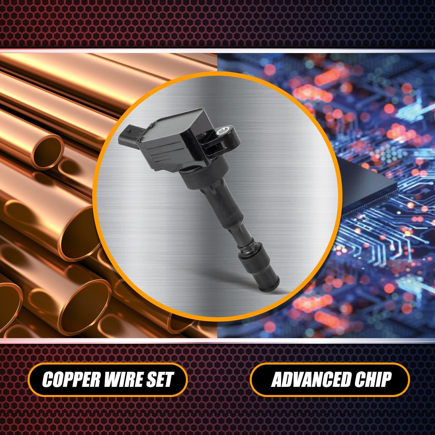 RANSOTO UF816 Ignition Coil Pack & Iridium Spark Plug Compatible with 2016-2021 Hyundai Elantra Kona Sonata Veloster Kia Forte Optima Soul 2.0L Replaces 93175 Set of 4