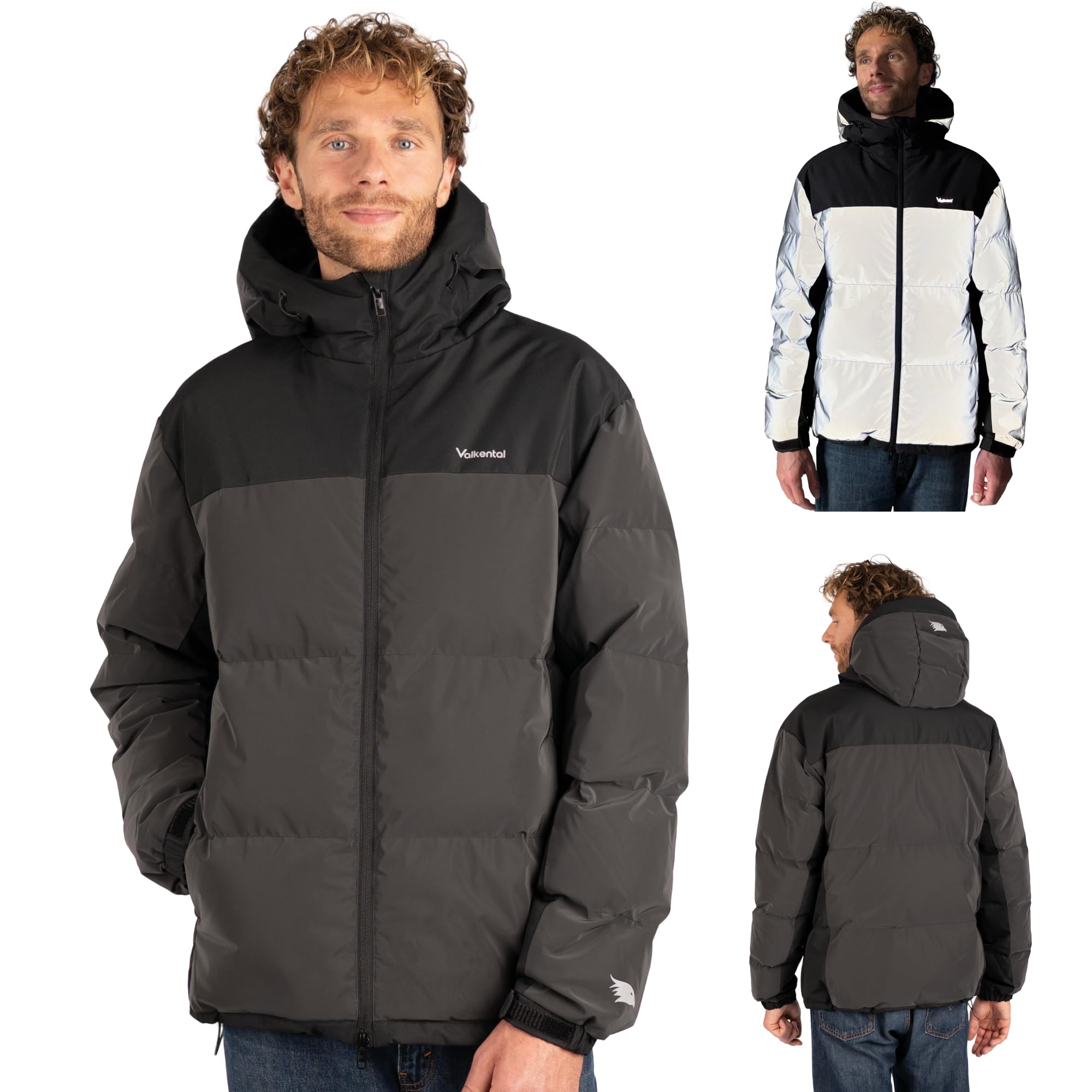 Valkental - Reflektierende Daunen Winterjacke Herren [VOLL REFLEKTIEREND] - Warme Daunenjacke für Männer - Down Jacket Men - Reflektor Winter Isolationsjacke - Sichtbarkeit im Dunkeln