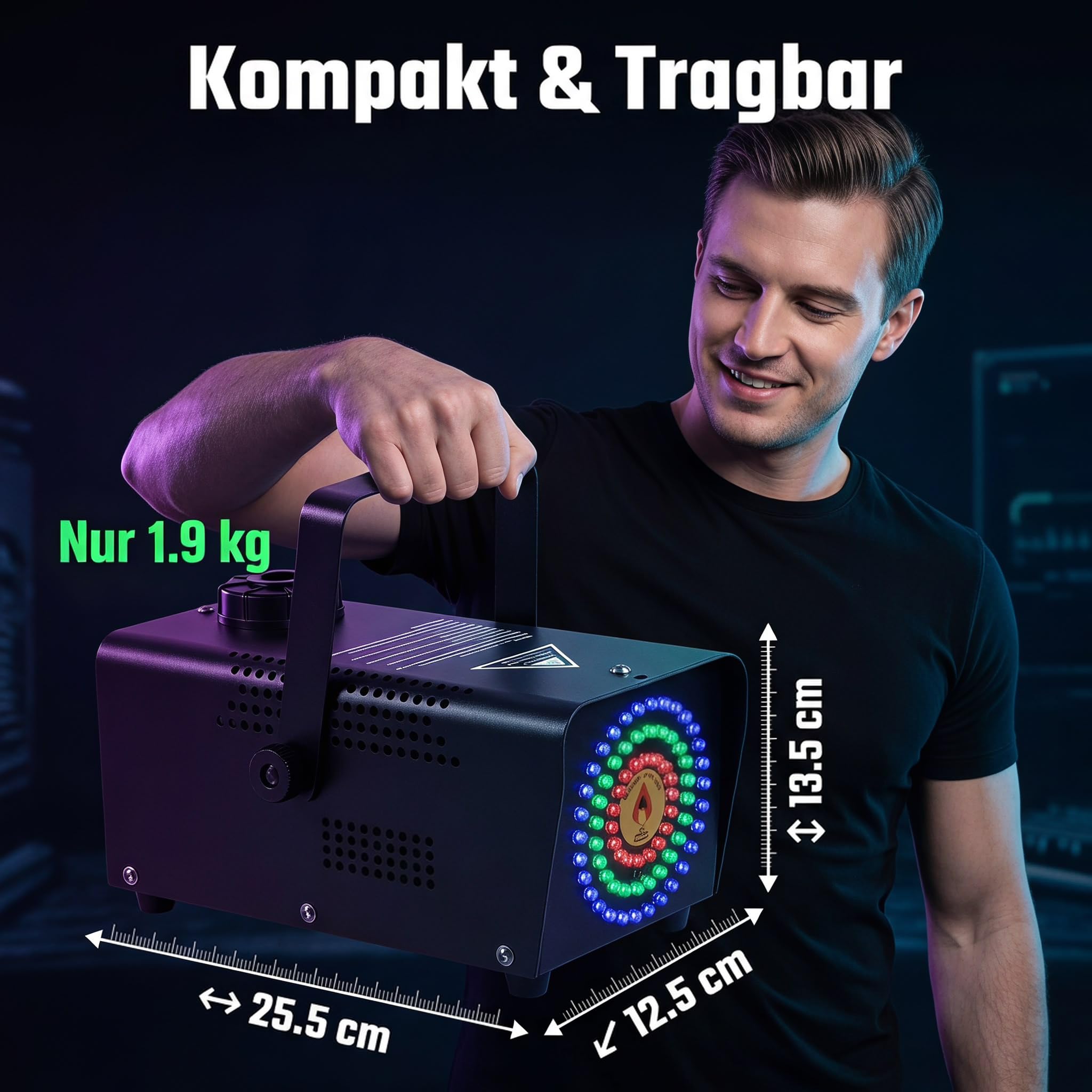 Machine à fumée 500 W avec 72 LED RVB et télécommande pour fête, Halloween