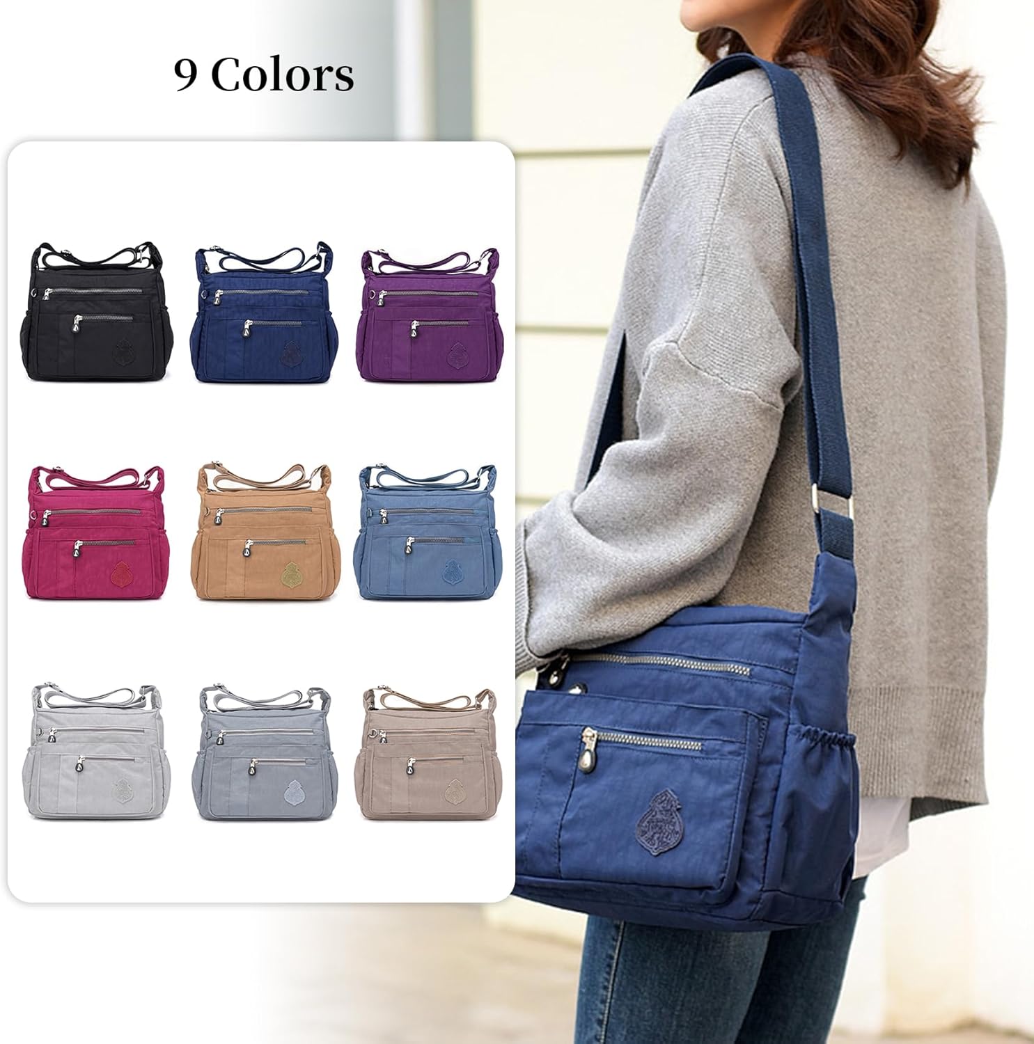 NOTAG Crossbody Bag for Women Nylon Purses Lightweight Shoulder Bags Multipockets Crossbody Handbags - Image 2