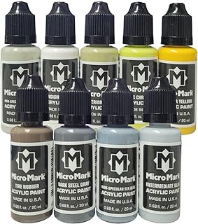 MicroMark USAAF Pacific WW2 Essential Acrylic Paint Set, 9 Colors, Made in USA, Military Aircraft Model Paint, 0.68 fl oz Bottles