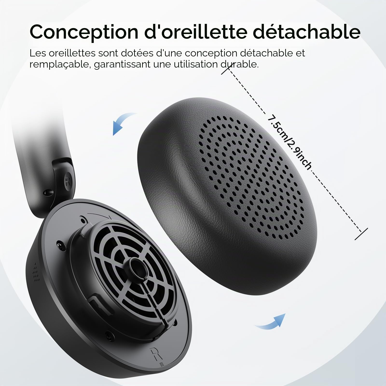 EKSA H35 Casque Bluetooth, Casque sans Fil avec Microphone, [25 Hrs D'autonomie&169g Ultra-Léger], Casque avec Réduction du Bruit par AI, Wireless Casque PC adapté Télétravail/Centre D'appels/Bureau