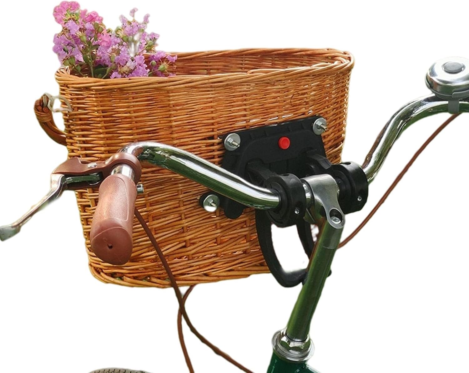 Amazon 枝編み細工品自転車バスケット、自転車 まえかご、フロントハンドルバーバイクバスケット、女の子用取り外し可能な編まれた自転車