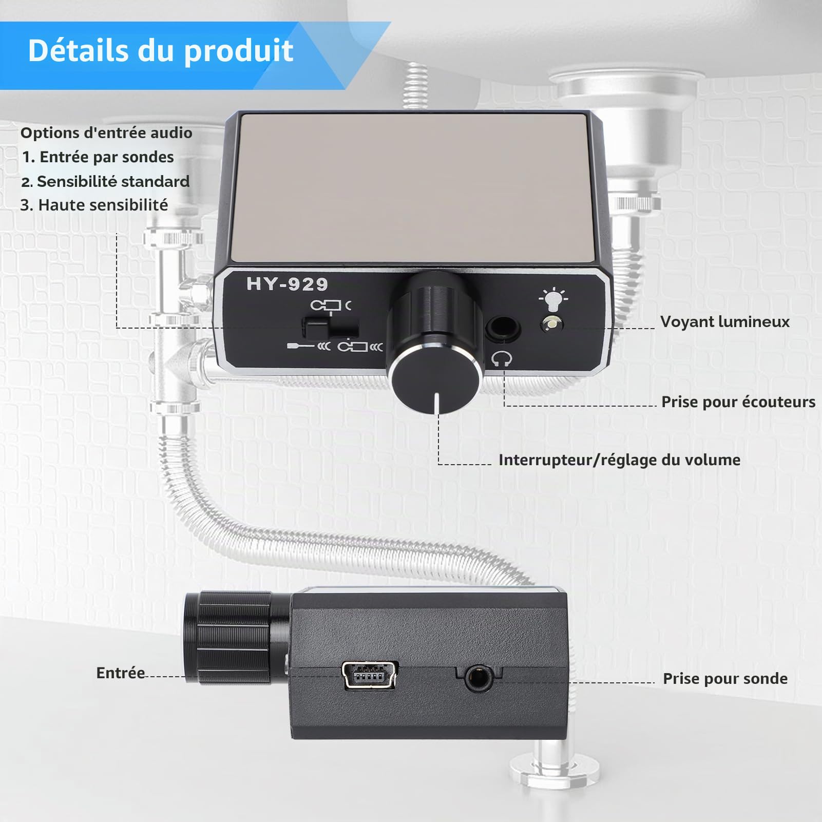 Détecteur de fuite d'eau intelligent haute sensibilité souterraine acoustique pour chantier de construction, entretien de voiture
