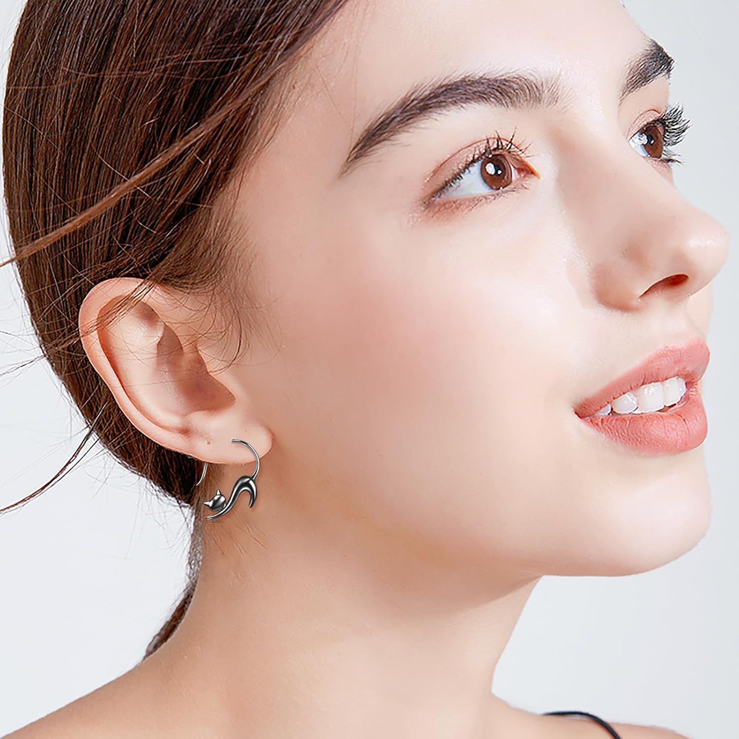 Cat Dangle Earrings 925 Sterling Silver Black Onyx Earrings Black Cat Earrings Onyx Cat Jewelry for Women Girls Christmas Gifts - Image 3