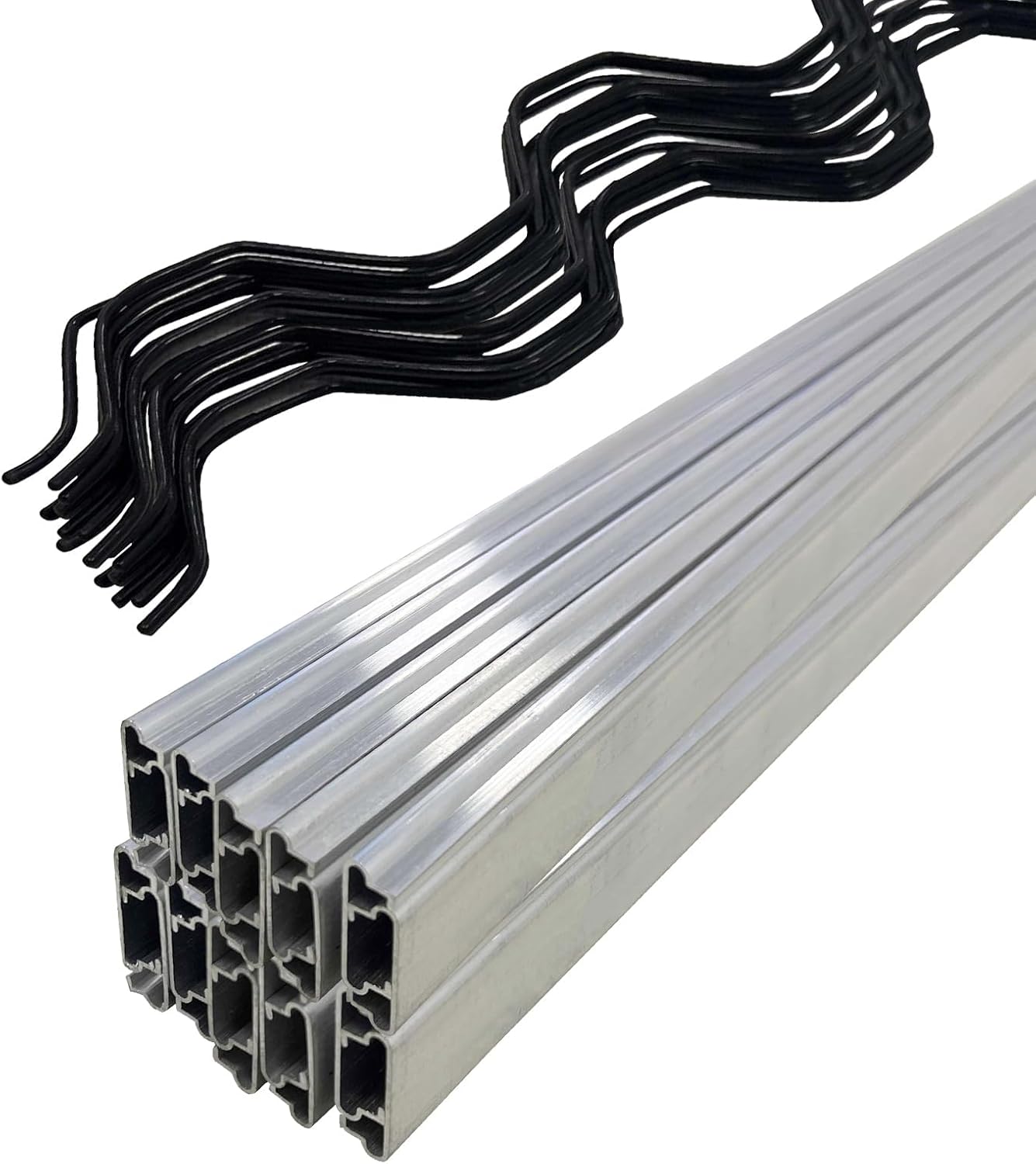 Garvee 6.6 ft Set of 10 Greenhouse Spring Wire and Lock Channel Kit, PVC-Coated Wires and Aluminum Lock Channels for Greenhouse Plastic Film,Shade Cloth