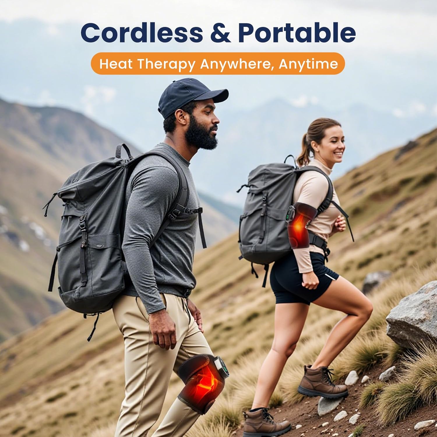 Cordless Knee Heating Pad for Pain Relief, Heat Knee Wrap with 6 Heat Levels and 4 Timers, Heating Pad for Knee Pain Relief, Adjustable Heat Wrap for Shoulder Elbow Leg, Perfect for Dad Mom Elders - Image 6