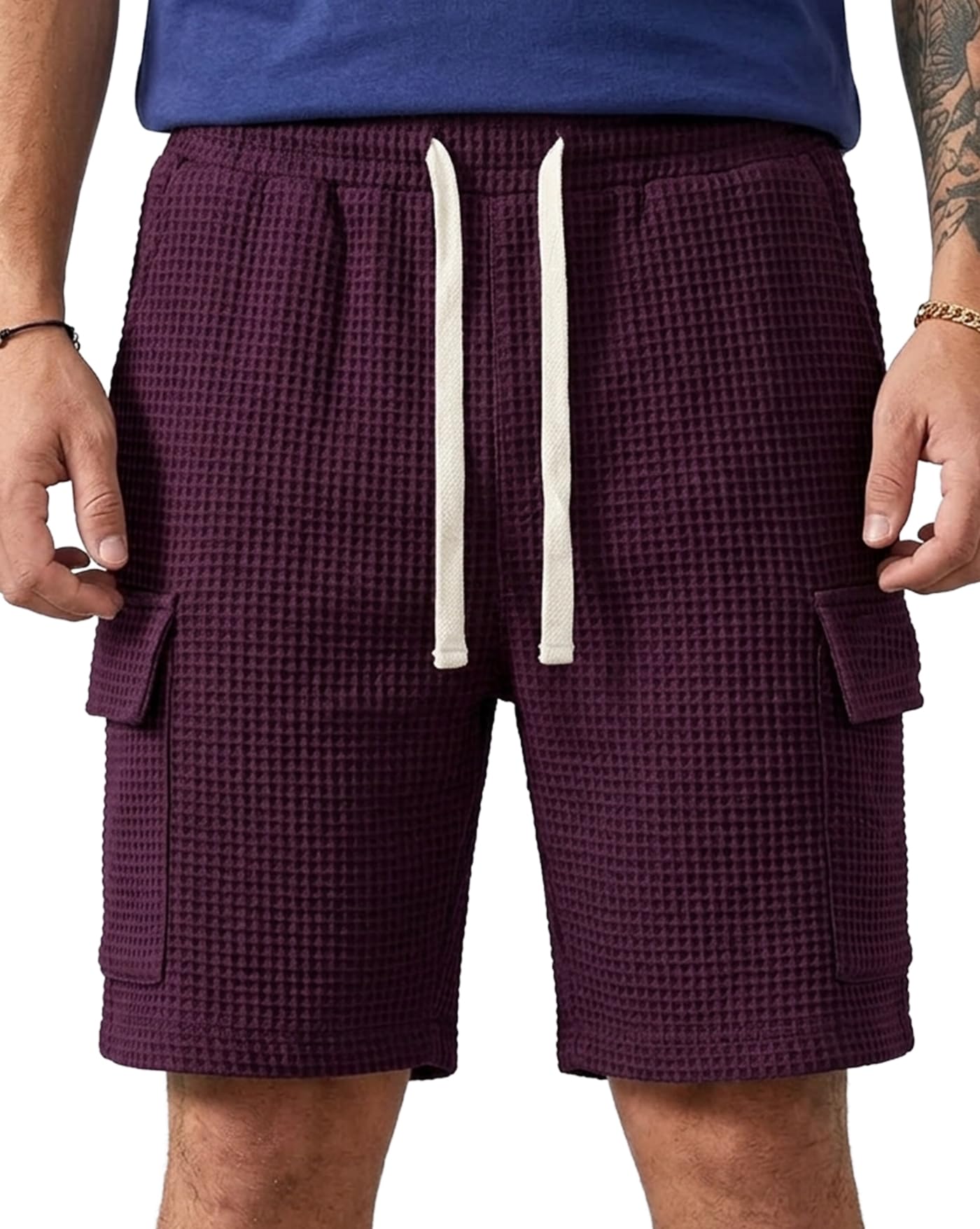 Men Solid Drawstring Waist Casual Knee Length Boxers ||Solid Men Purple Basic Boxers-picture-56