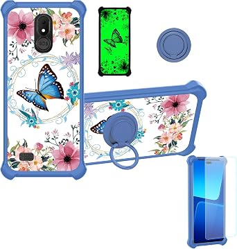 Case Compatible for Brondi Amico VERO 4G Phone Case Cover [with 1* Tempered Glass Screen Protector][Hard PC + Soft Silicone][Ring Support] [Luminous Effect] YGL-LHD