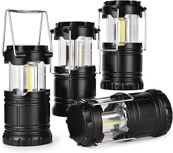 Collapsible Camping Lantern with LED Brightness, Battery Operated, Portable Emergency Light (4, COB)