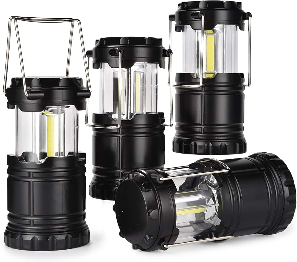 KPKJOO Lantern Collapsible Camping Light, Battery Operated Lanterns LED Super Bright for Power Outages Indoor Emergency Outdoor Camping Hiking Kit (4, COB)