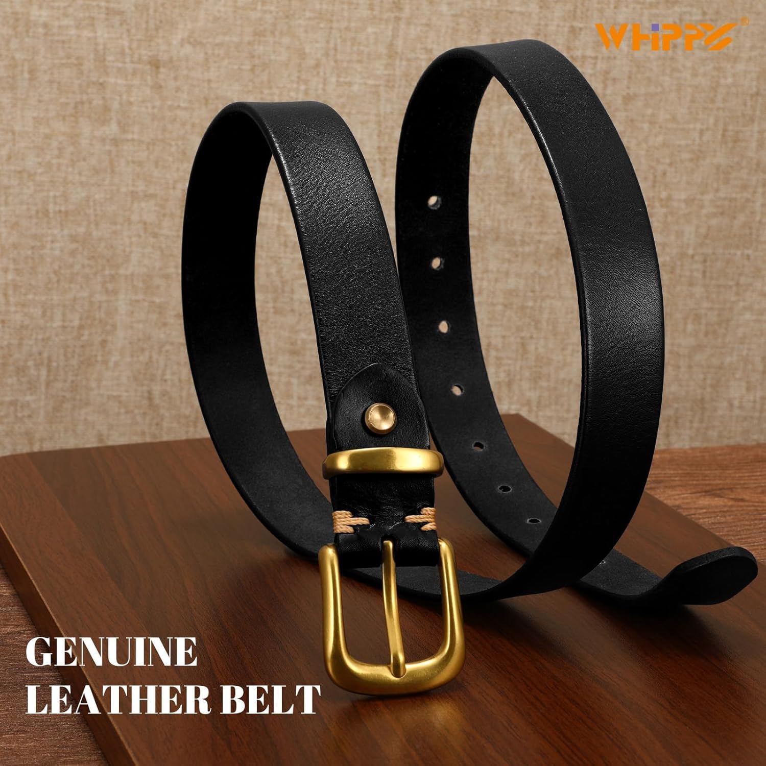 WHIPPY Womens Genuine Leather Belts for Jeans Fashion Vintage Ladies Full Grain Solid Leather Belt with Gold Buckle - Image 7