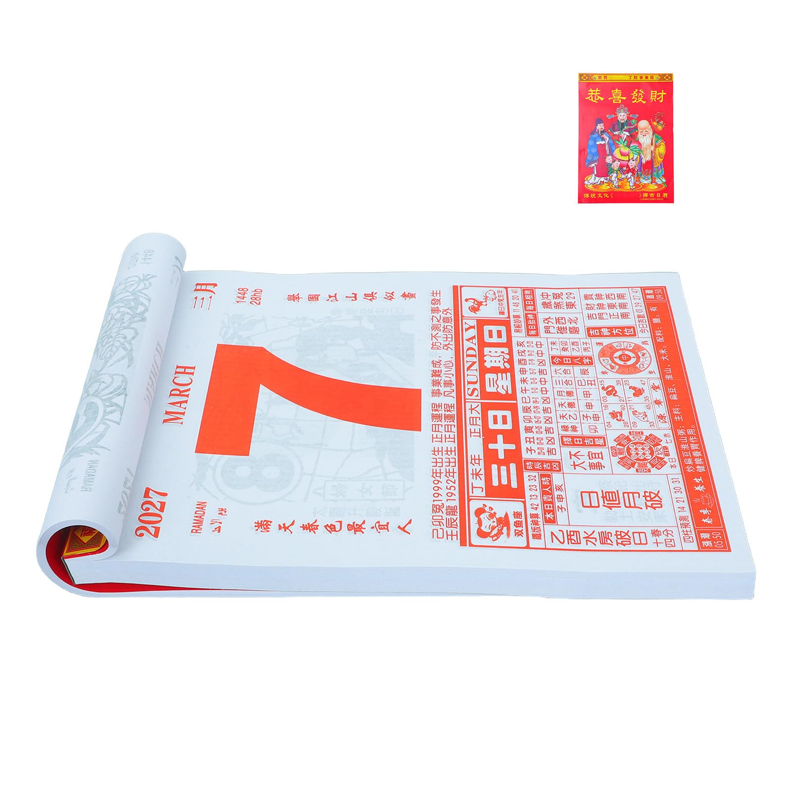 Homoyoyo Calendario da Muro 2027 Anno della Capra Strappo Giornaliero in Carta Dettagli Lunari Design Classico Verticale per Ufficio e Attività Quotidiane