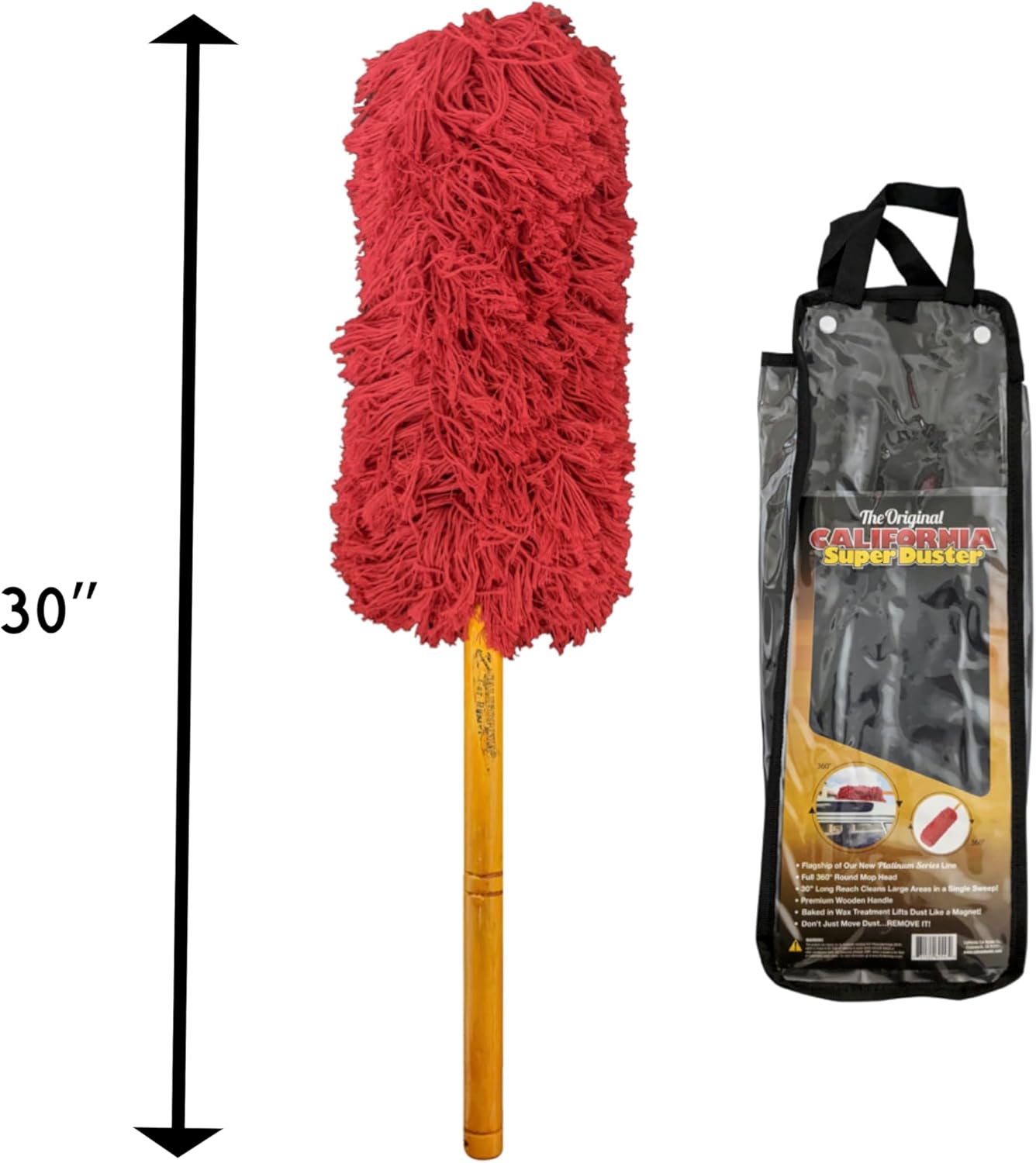 California Car Duster Super Duster, Red X-Large Truck and SUV Duster with Wood Handle 73668 - Image 9