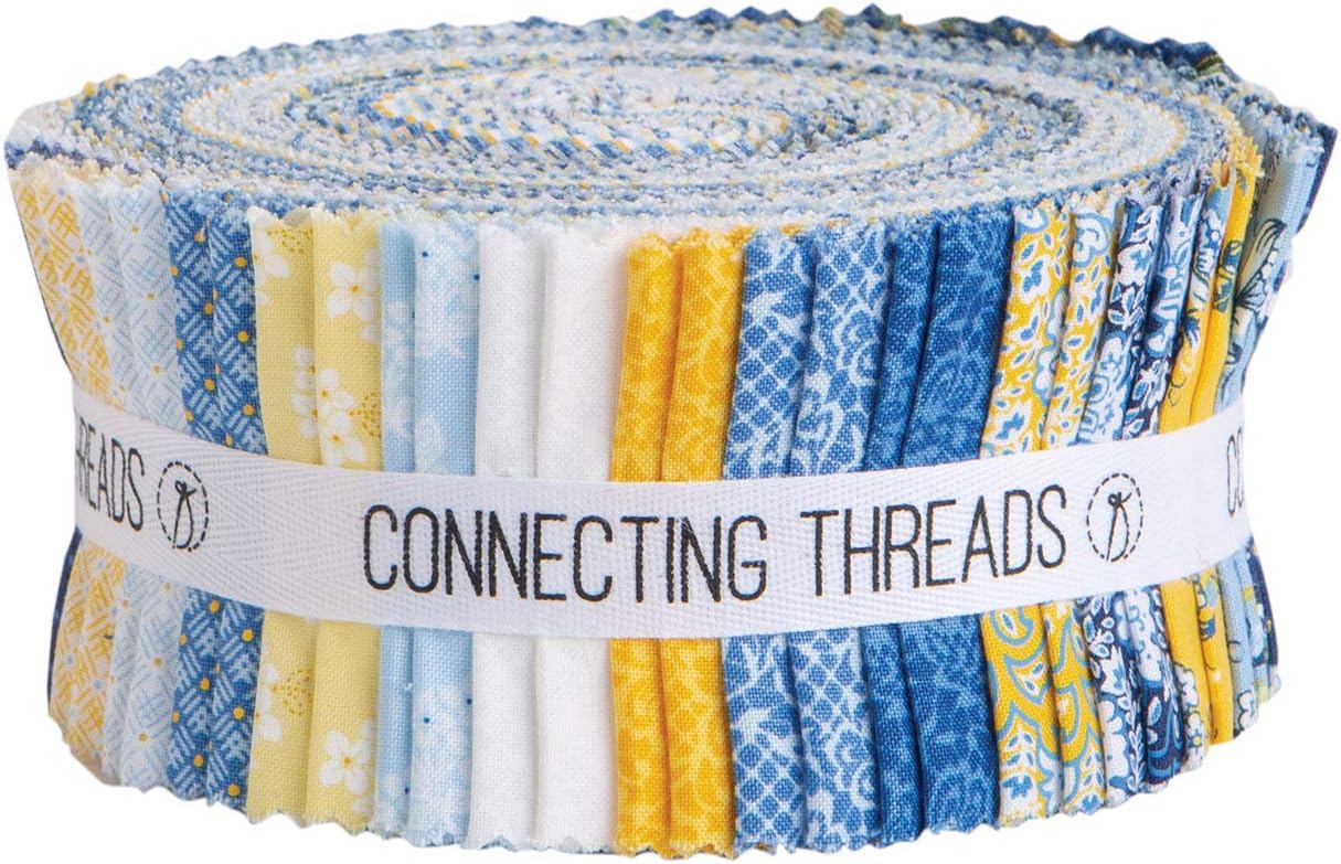 Connecting Threads Print Collection Precut Cotton Quilting Fabric Bundle 2.5" Strips (Sunshine Terrace)