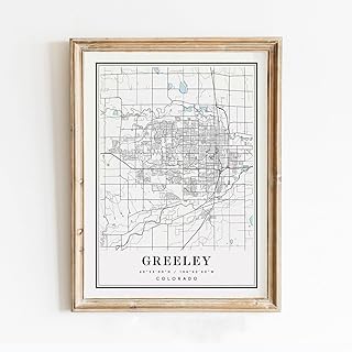 B&W Poster of Greeley Colorado Co City | 11x17 12x18 16x24 24x36 Unframed Modern Print Wall Art | Minimalism Hometown City Traveler Gift | Minimalist Home Office Decor 5