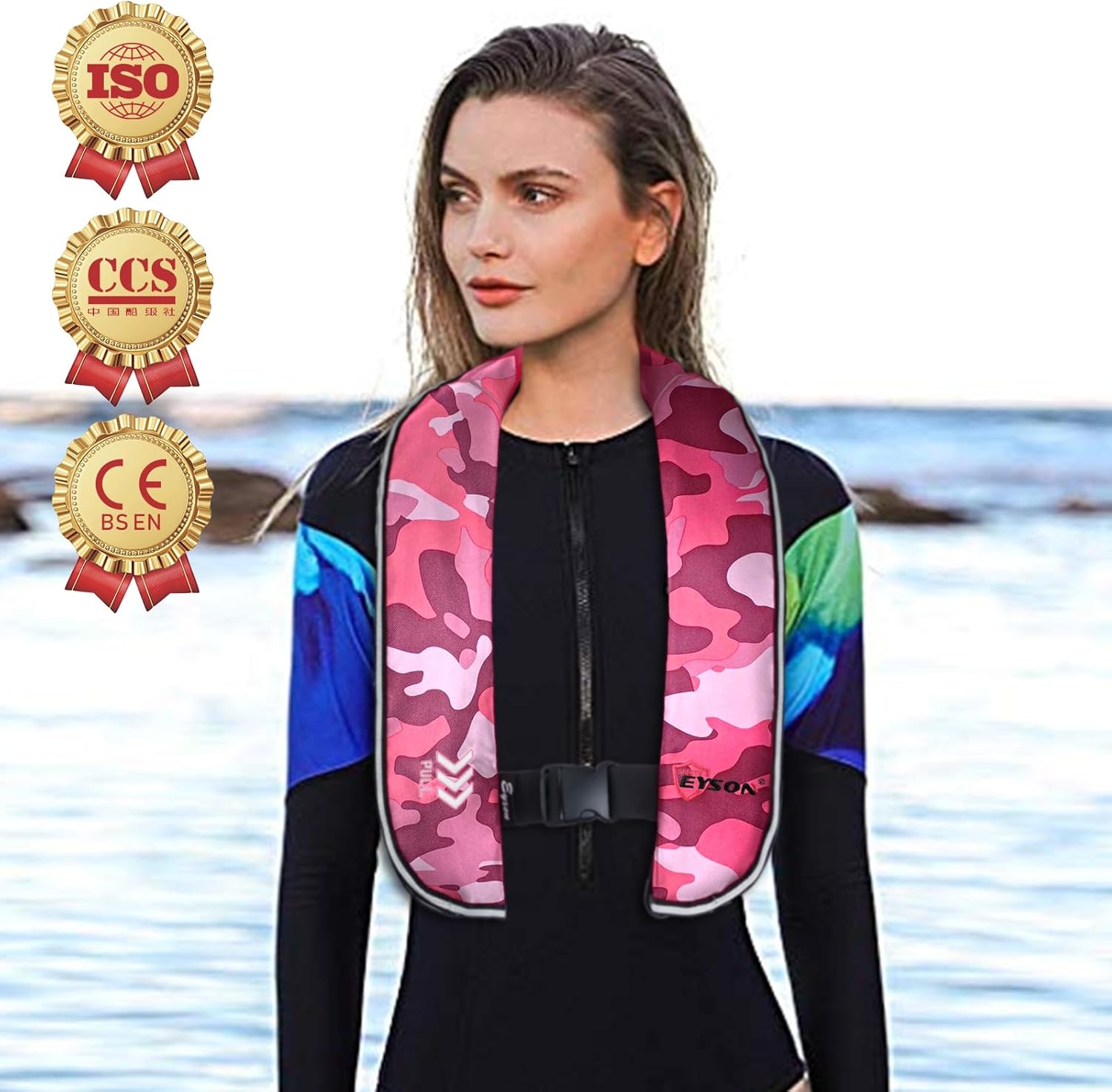 Automatic Inflatable Life Jacket|Life Vest for Adults|PFD Low Profile|Supports up to 330 lbs(YSH701)