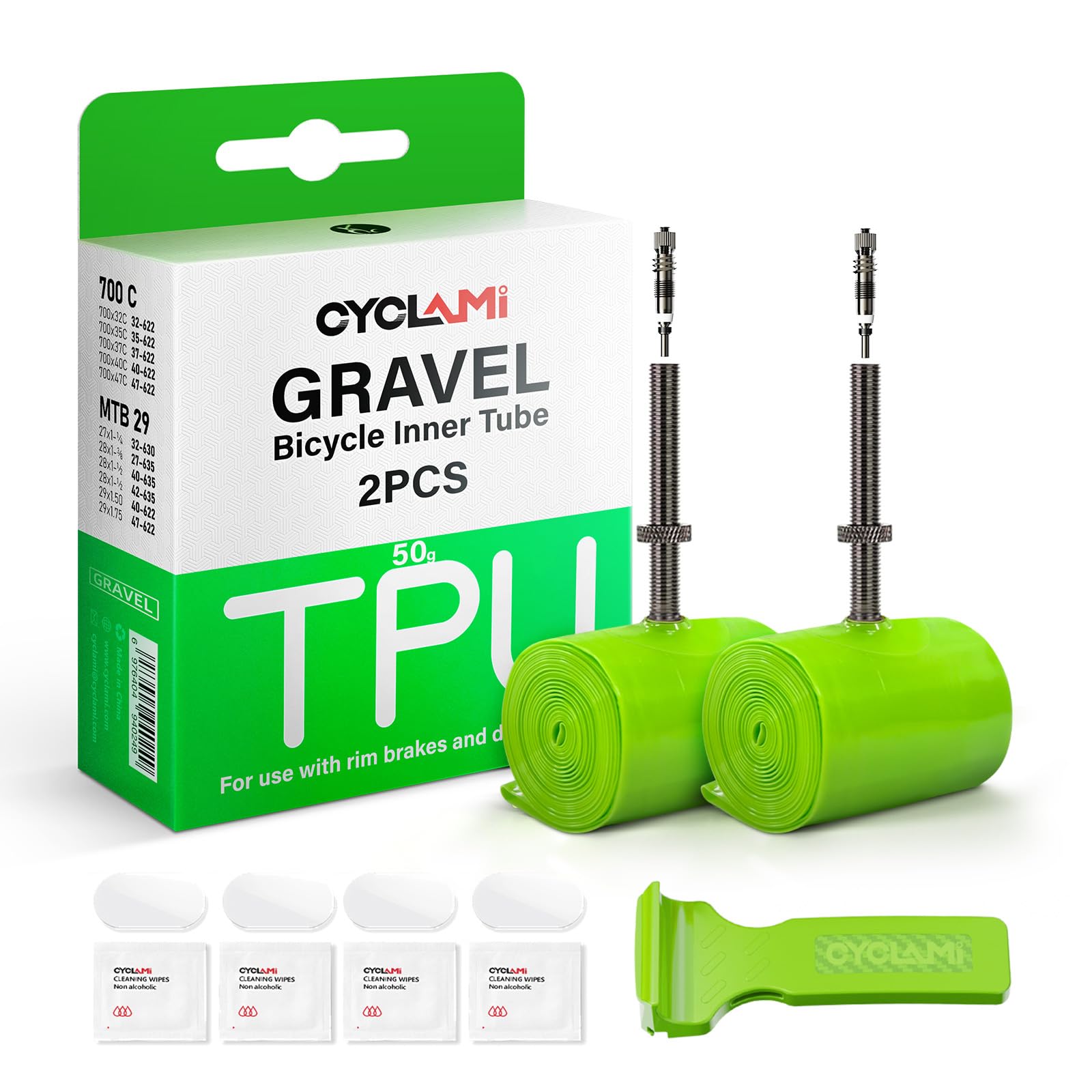 1/2/4 PCS TPU Schlauch Gravel Ultraleichter 50g, Gravel 700C x 32-47-622 & MTB 29 Zoll,TPU Fahrradschläuche -Presta Ventil 45/60mm