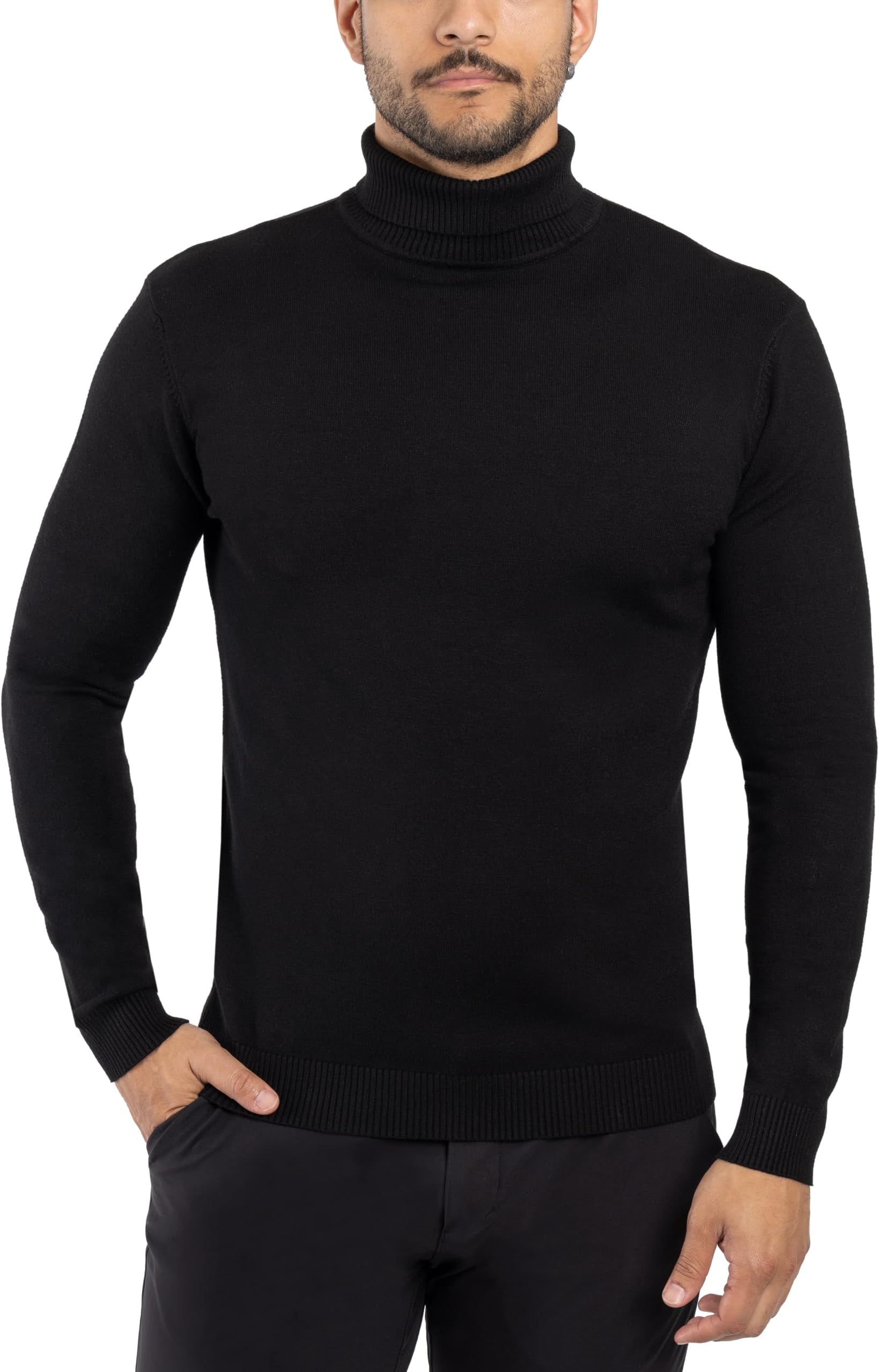 Mens Turtleneck, Soft Slim Fit Pullover Top, Basic Turtle Neck Sweater for Men