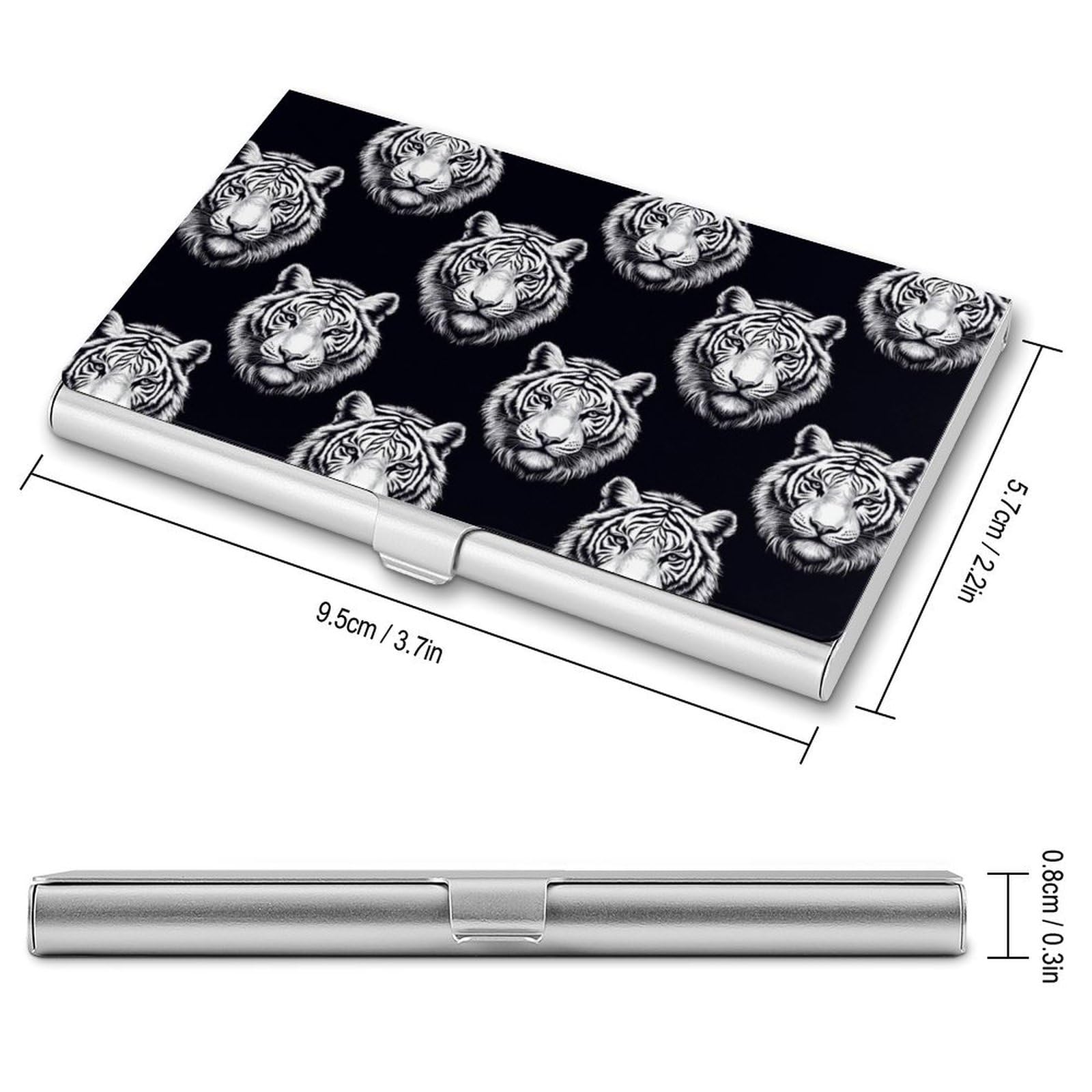 DULAHR Northwest White Tiger Business Card Holder Pocket Business Card Case Metal Case Name Card Holder Men Women