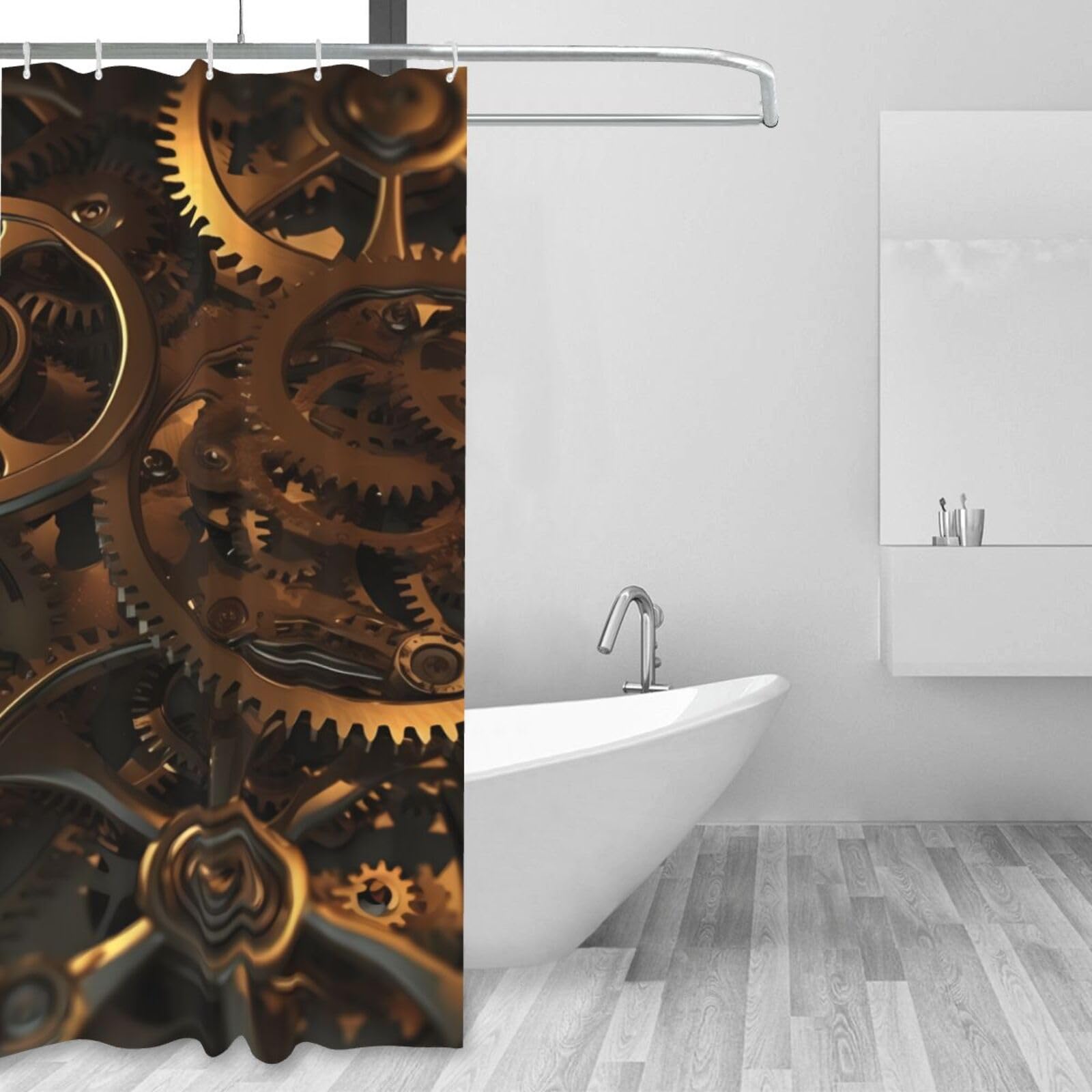 Rideau de douche anti moisissure et déperlant avec 12 crochets inclus