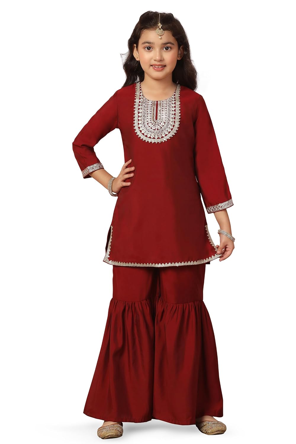 Fashion Dream Girl's Chanderi Silk Ethnic Kurta and Sharara Set|Kids Salwar Suit Set|Sharara Set for Girls - Review, Price and Buying Guide