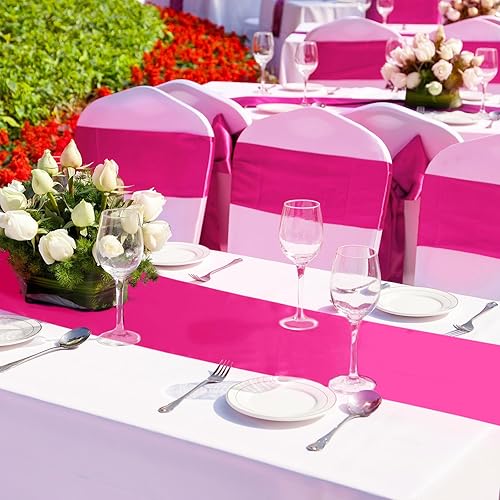 Miniatura 84 de Bencailor 24 caminos de mesa de satén a granel de 12 x 108 pulgadas de largo, mantel de tela suave brillante para banquete de boda, cumpleaños