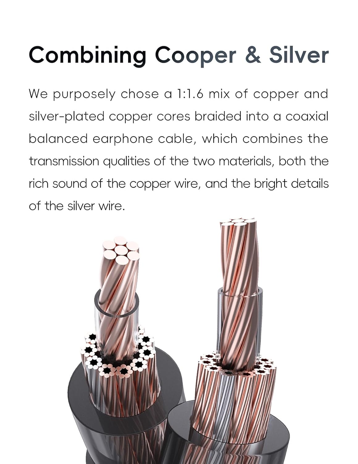 HiBy CuAg8 Balance Earphone Cable Coaxial Silver-Plated Copper Litz Type5 Coaxial Shielding 4Pin-Lock Plugs 3.5mm+4.4mm Jack