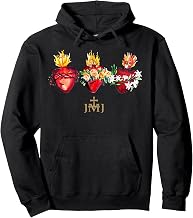 Three Sacred Hearts of Jesus Mary Joseph JMJ Catholic Pullover Hoodie