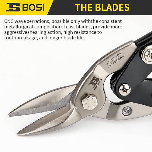 Miniatura 11 de Tijeras de hojalata de aviación de 10 pulgadas, corte derecho, cortador de chapa de alta resistencia, tijeras de corte de chapa de metal de acero al