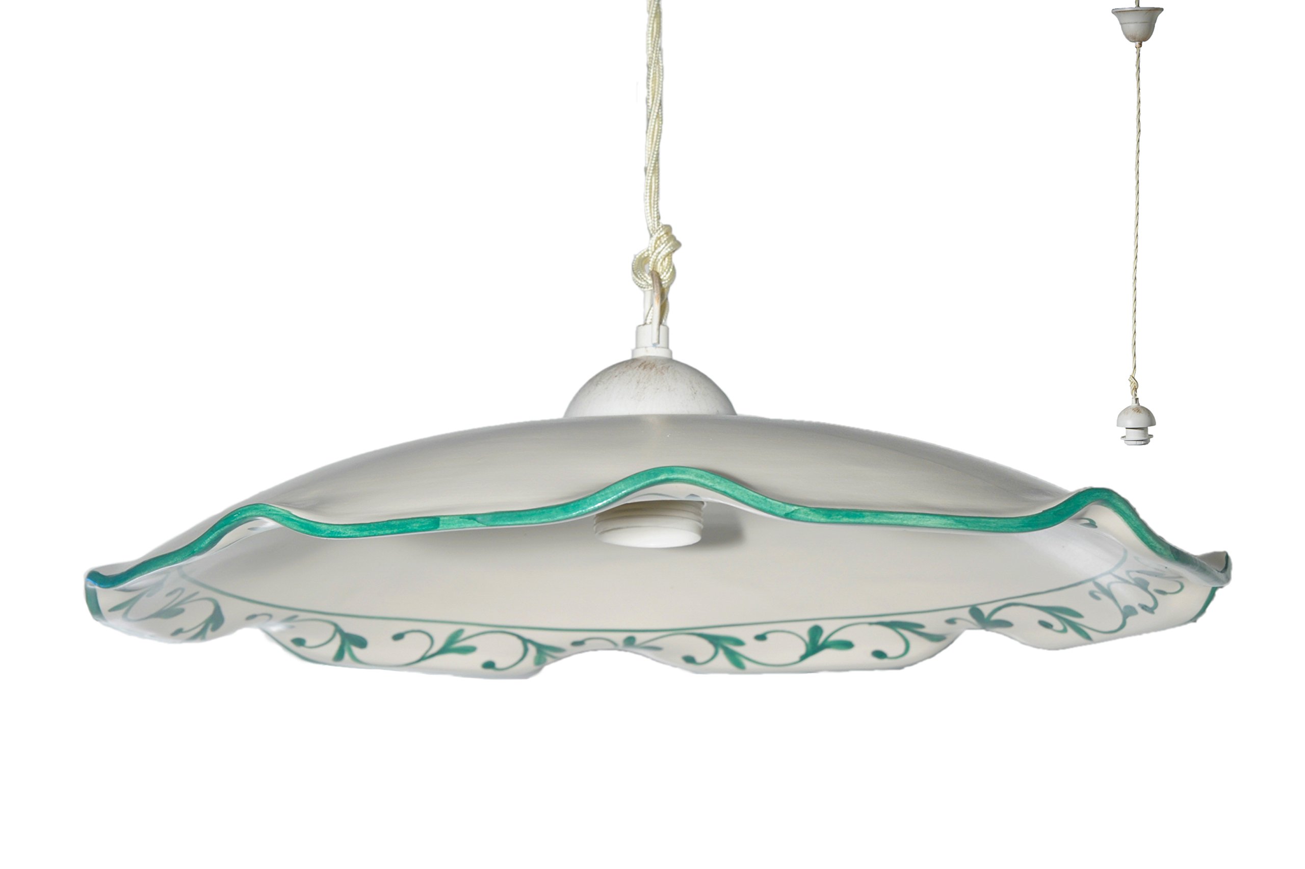 VANNI LAMPADARI - Sospensione Edera in Ceramica - Lampadario Decorato a Mano per Camera da Letto, Soggiorno, Cucina, Bagno - Made in Italy - 40 cm - Verde