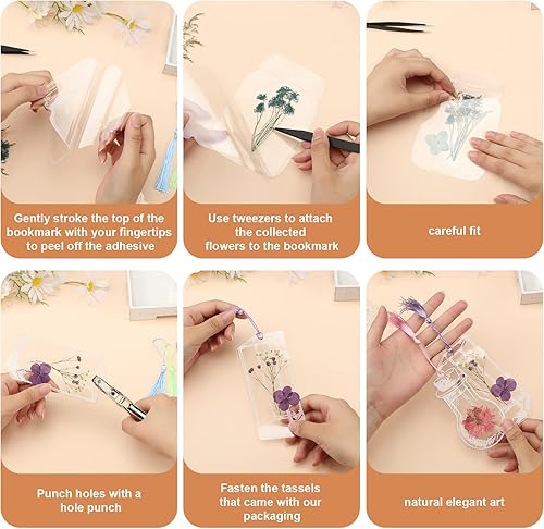 Miniatura 2 de Juego de 120 marcapáginas de flores secas transparentes, con forma de botella, marcapáginas de flores, hecho a mano, página floral transparente,