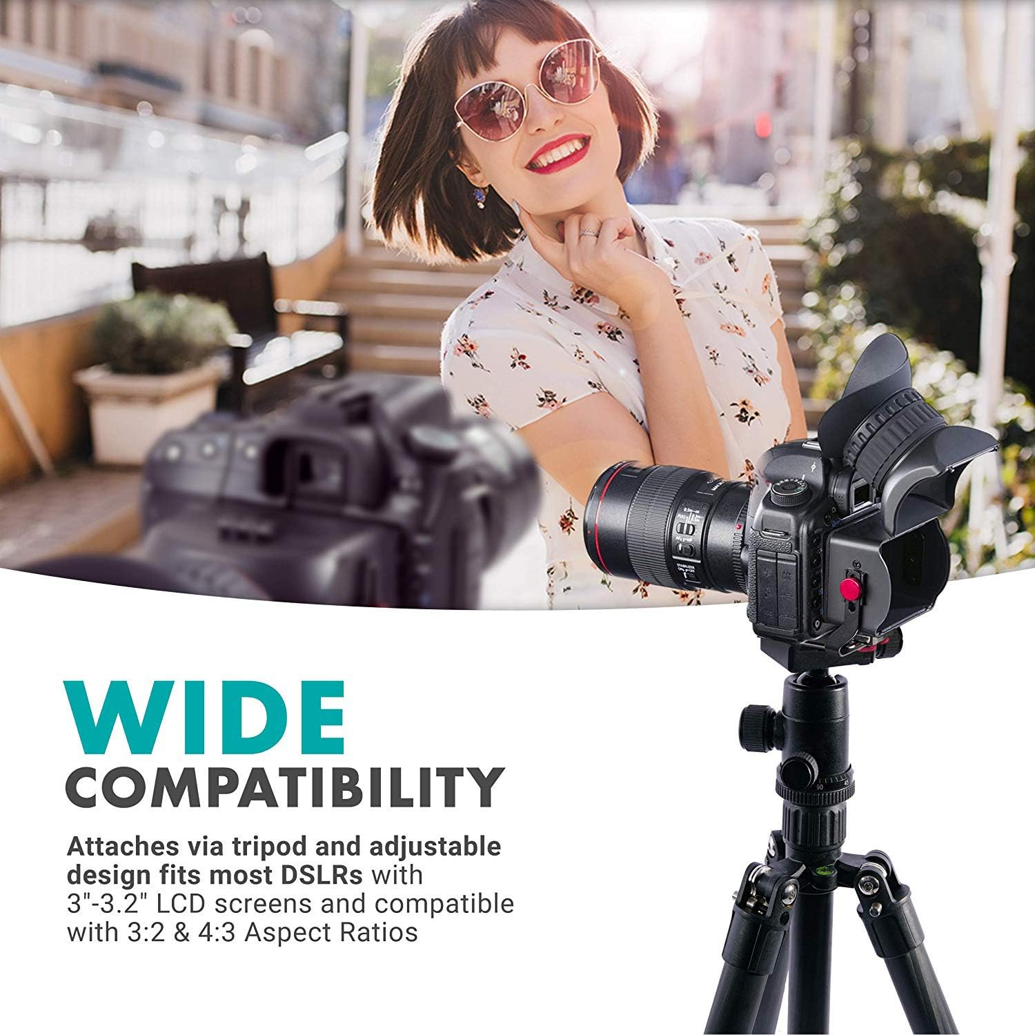 One-Day Sale: Up to 50% Off Movo/Sevenoak Universal 3X Magnifying LCD Viewfinder with Flip-Up Eyepiece and Adjustable Diopter - for 3-3.2 Screens - DSLR Viewfinder Compatible with Canon EOS, Nikon, Sony Alpha, Olympus, Pentax