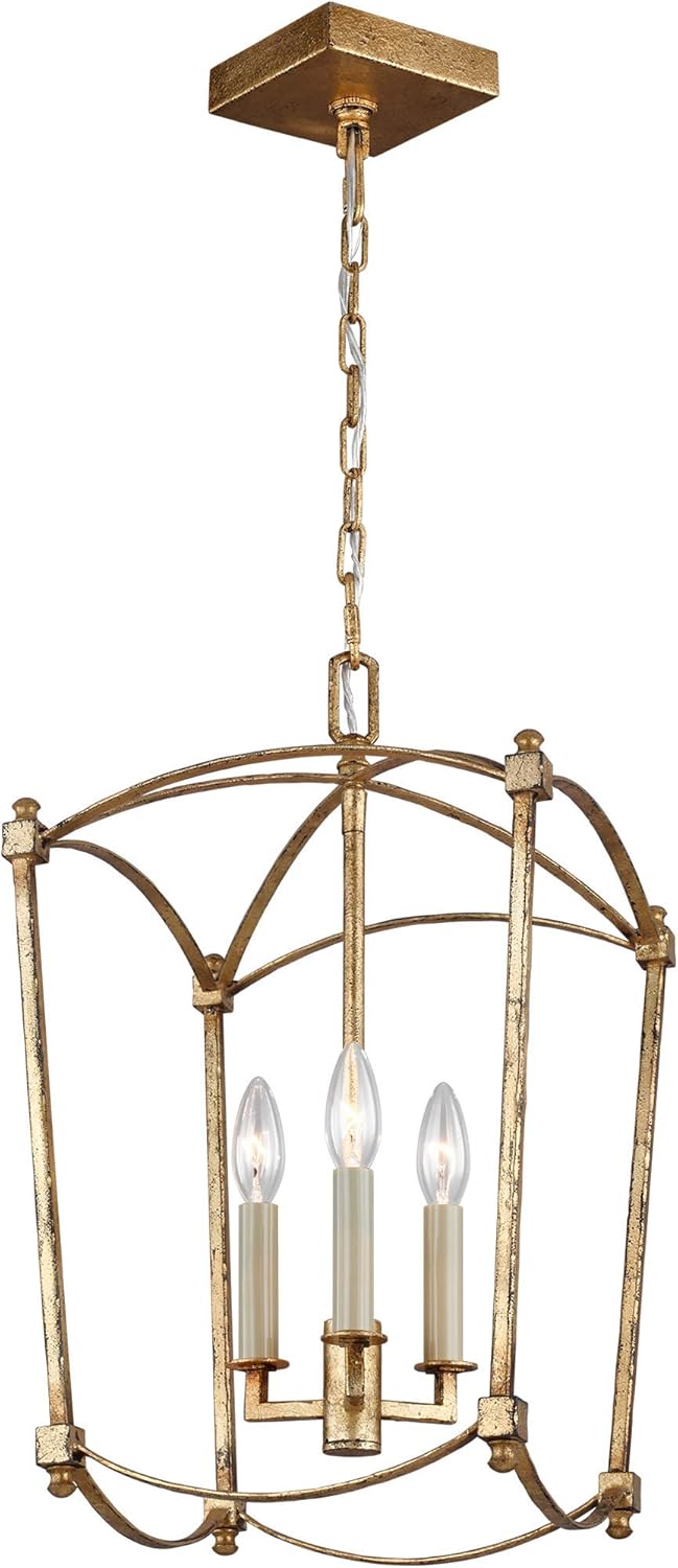 Feiss F3321/3ADB Thayer Lantern Candle Chandelier, 3-Light 180 Watts (20"H x 12"W), Antique Guild