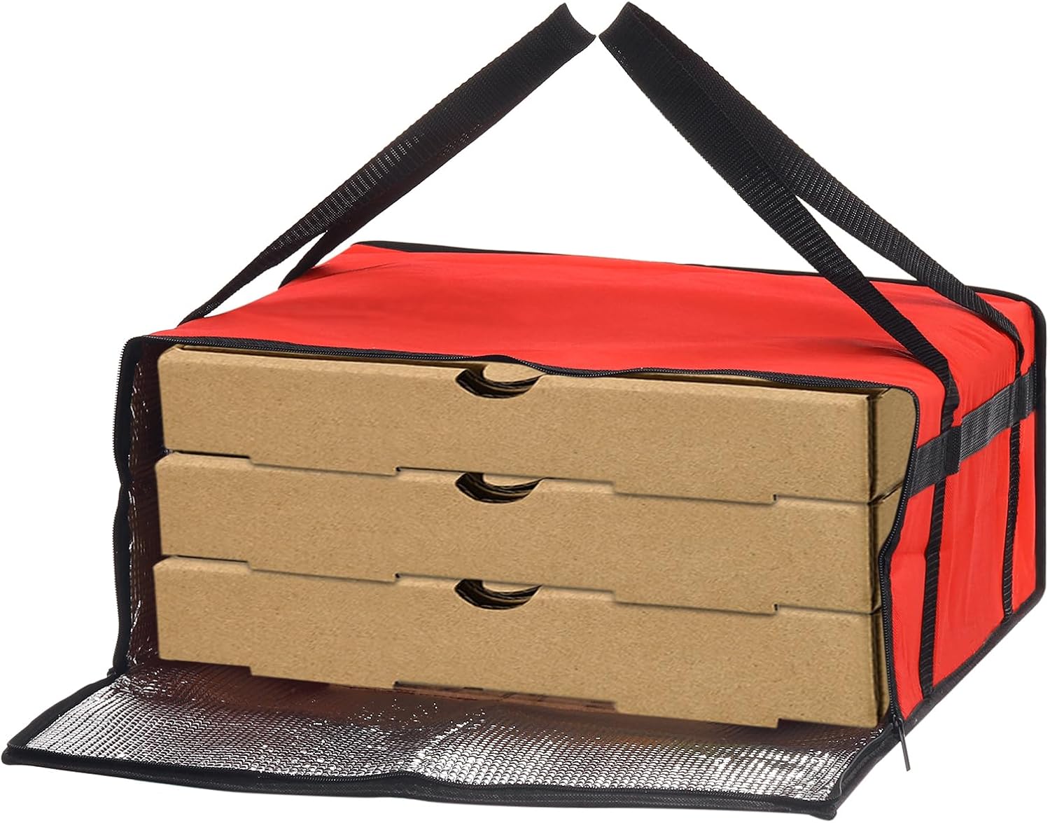 uxcell Insulated Pizza Bag, 1Pcs 24x24x14 Inches - Non-woven Fabrics Grocery Bag, Food Carrier Transfer Cooler Bag for Cake Cookies Pizza Party (Red)