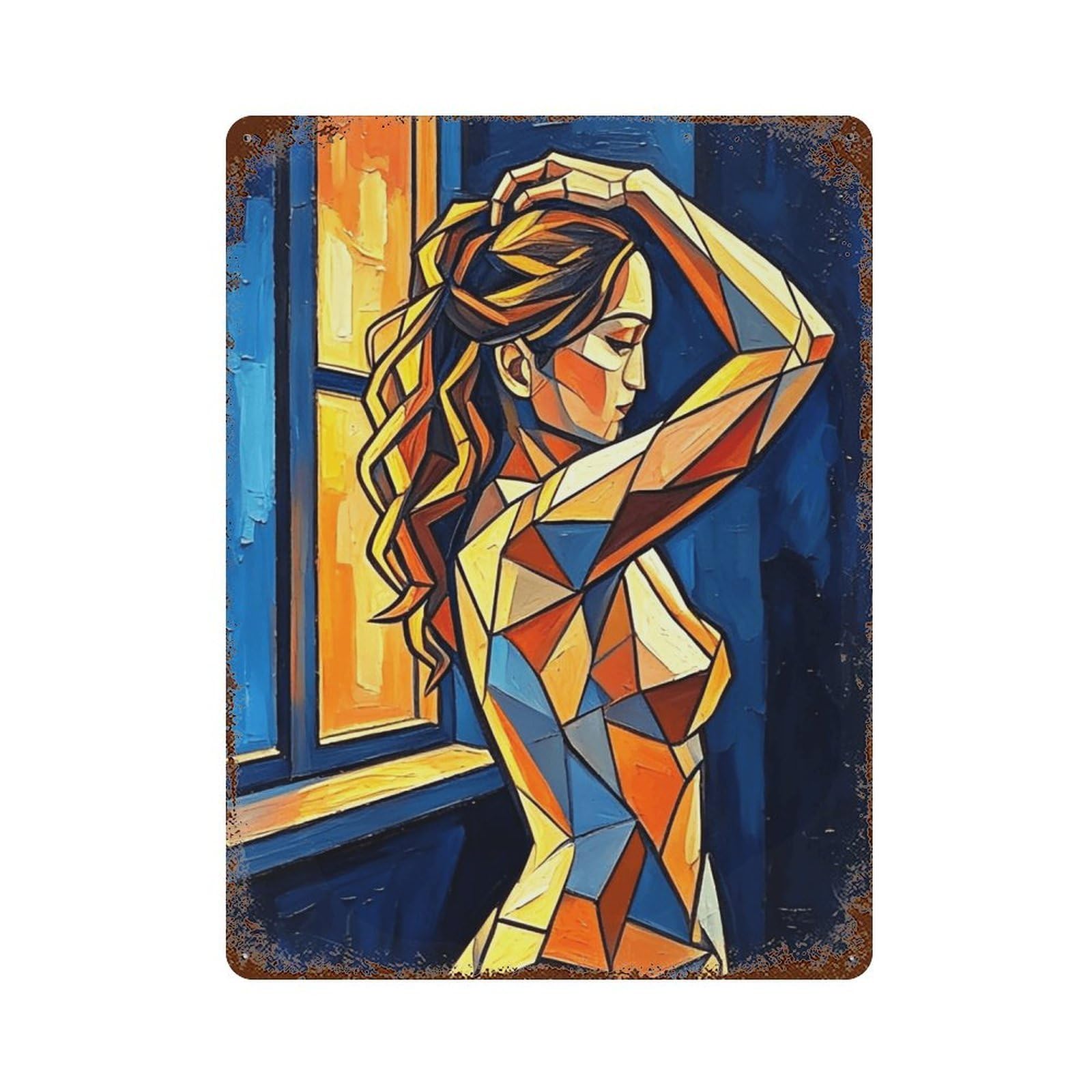 MGHTGRWE Cubist Bathing Lady (2) Poster Wall Art Iron Vintage Metal Tin Sign Modern Home Cofffee Club Art Bar Shop Decor 40x30cm