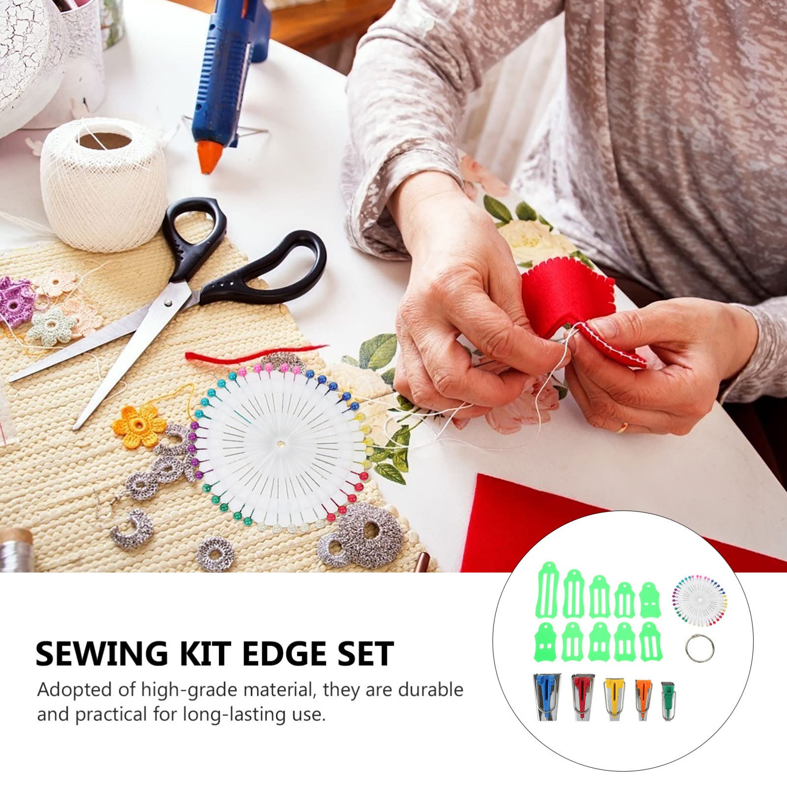 VICASKY 1 Set Patchwork Edger Quilt Kits Quilting Tools Twill Tape Bias Maker Tool Double Fold Bias Binding Tape Bias Tape Makers DIY Sewing Tools Sewing Binding Maker Manual Making Tools